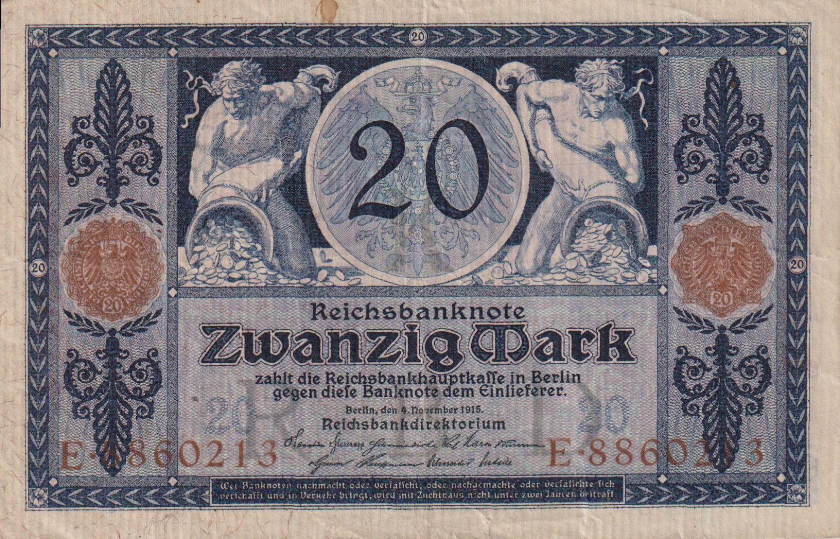 Németország 20 márka 1915. E   P63