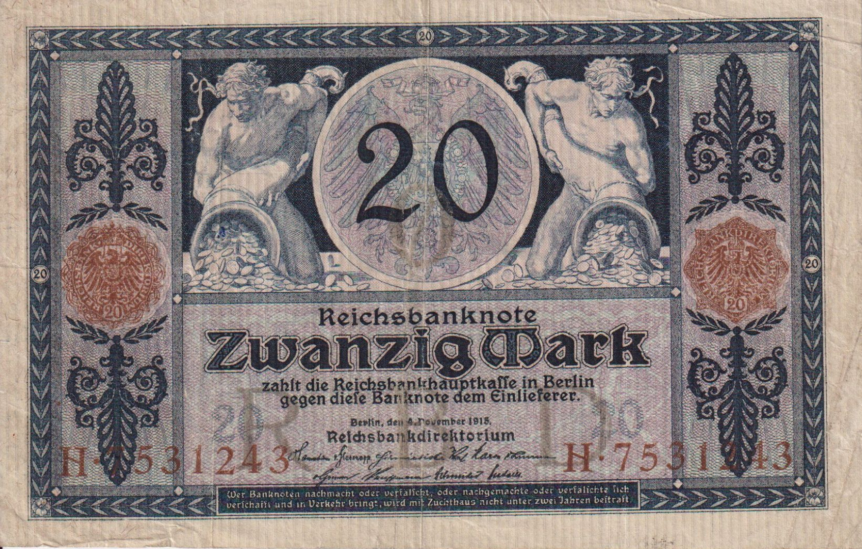 Németország 20 márka 1915. H   P63