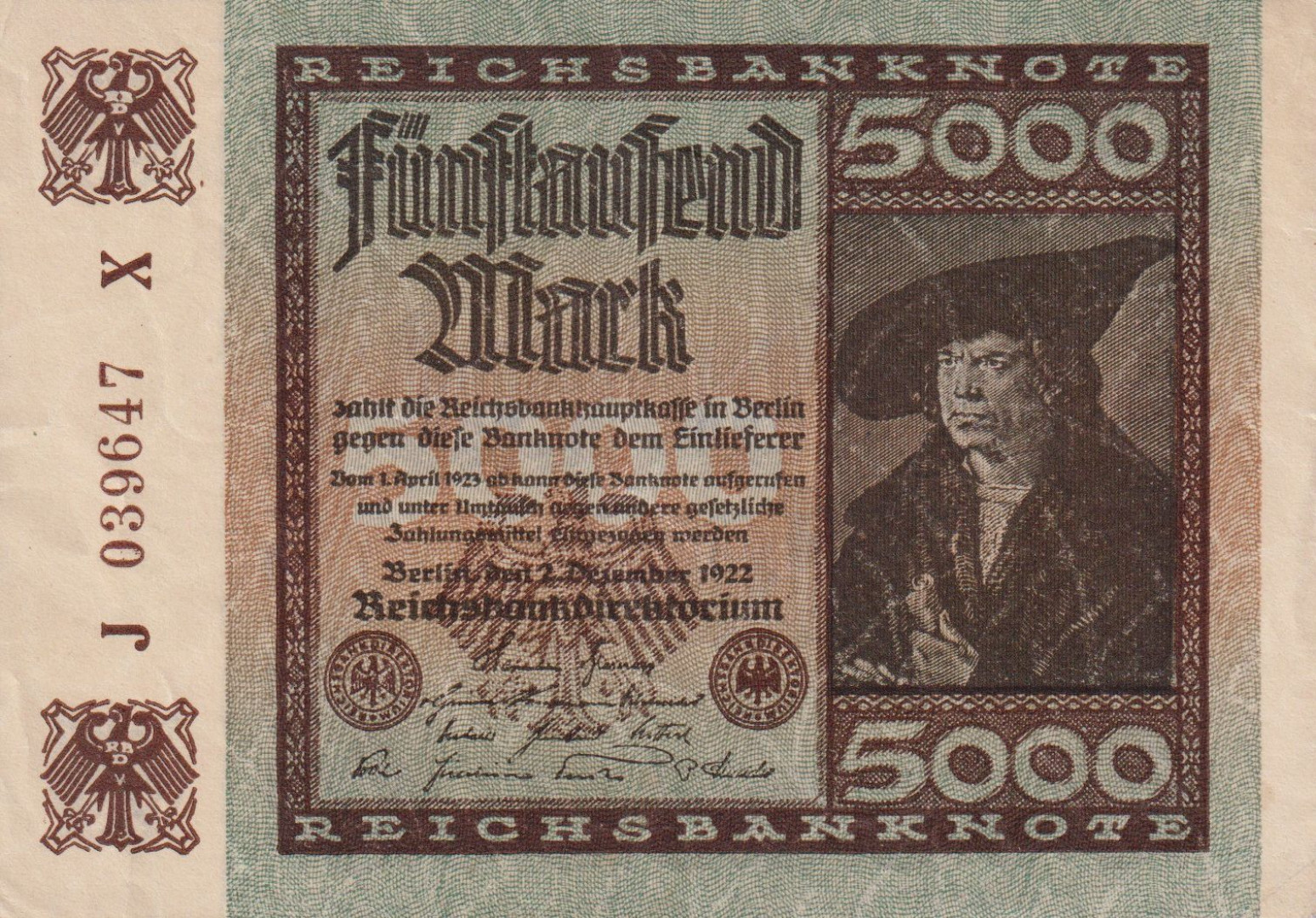 Németország 5.000 márka 1922. J-X   P81