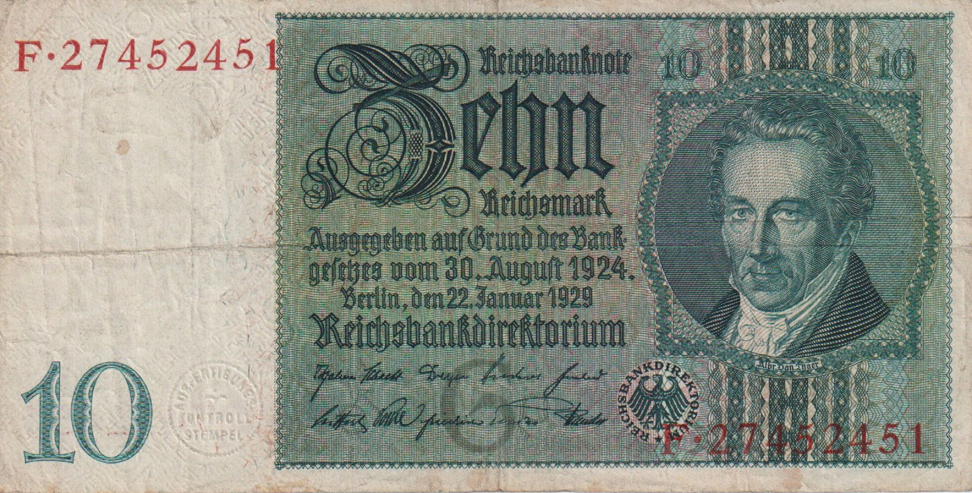 Németország 10 reichsmark 1929. F   P180