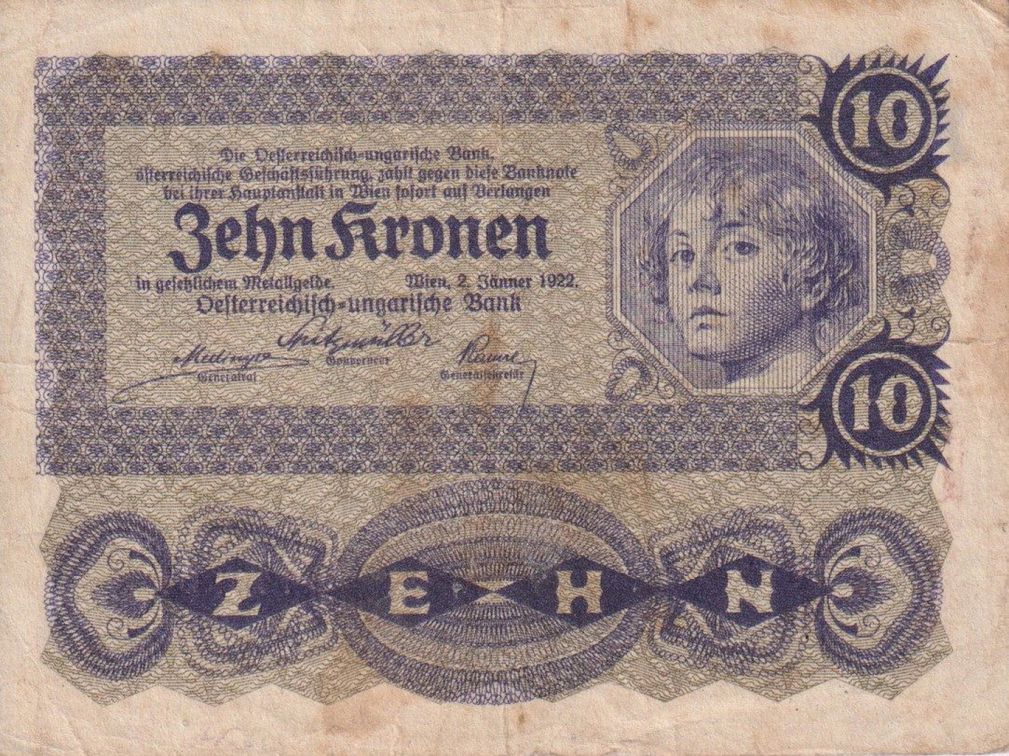 Ausztria 10 kronen 1922.  P75