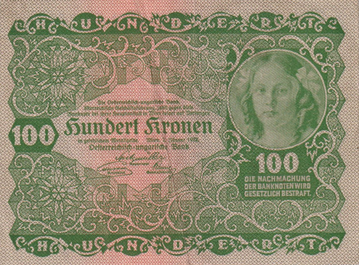 Ausztria 100 kronen 1922.  P77