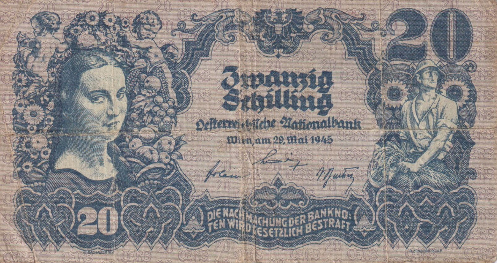 Ausztria 20 schilling 1945.   P116