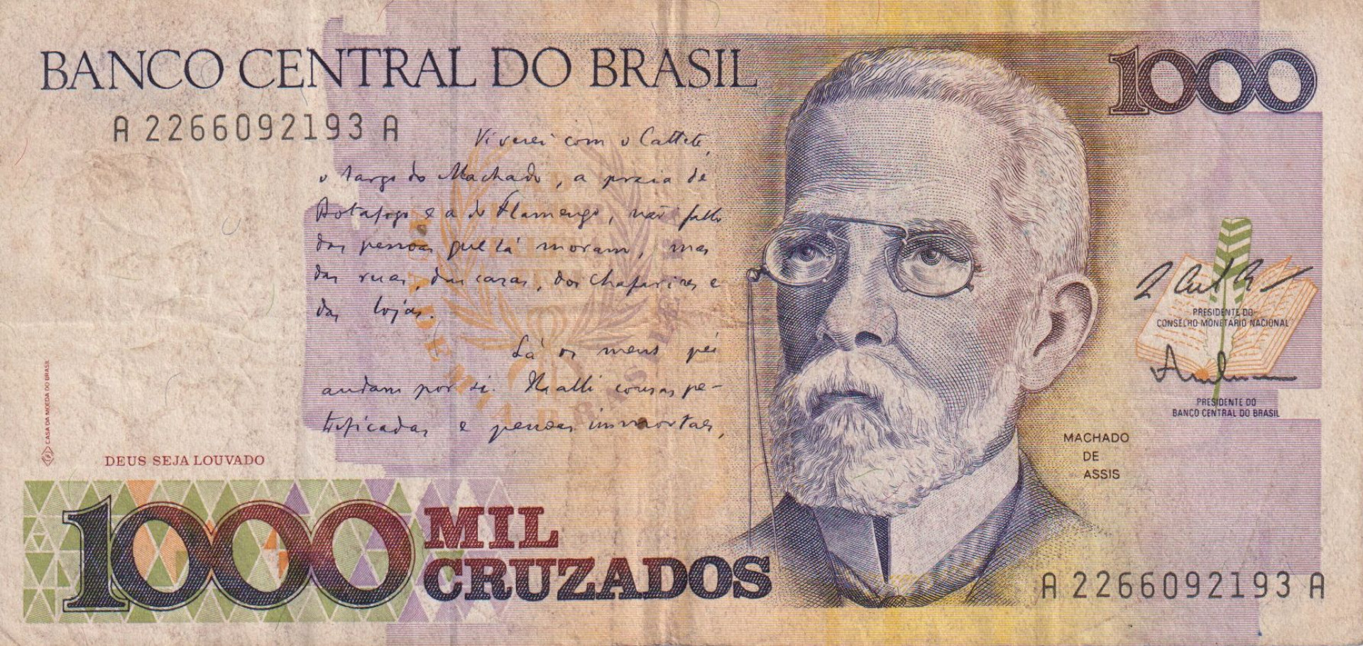 Brazilia 1.000 cruzados 1987-88.  P213