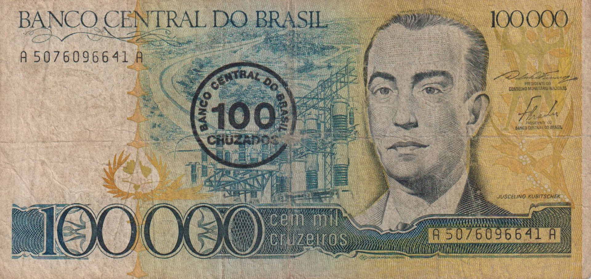 Brazilia 100/100.000 cruzeiros 1986.  P208