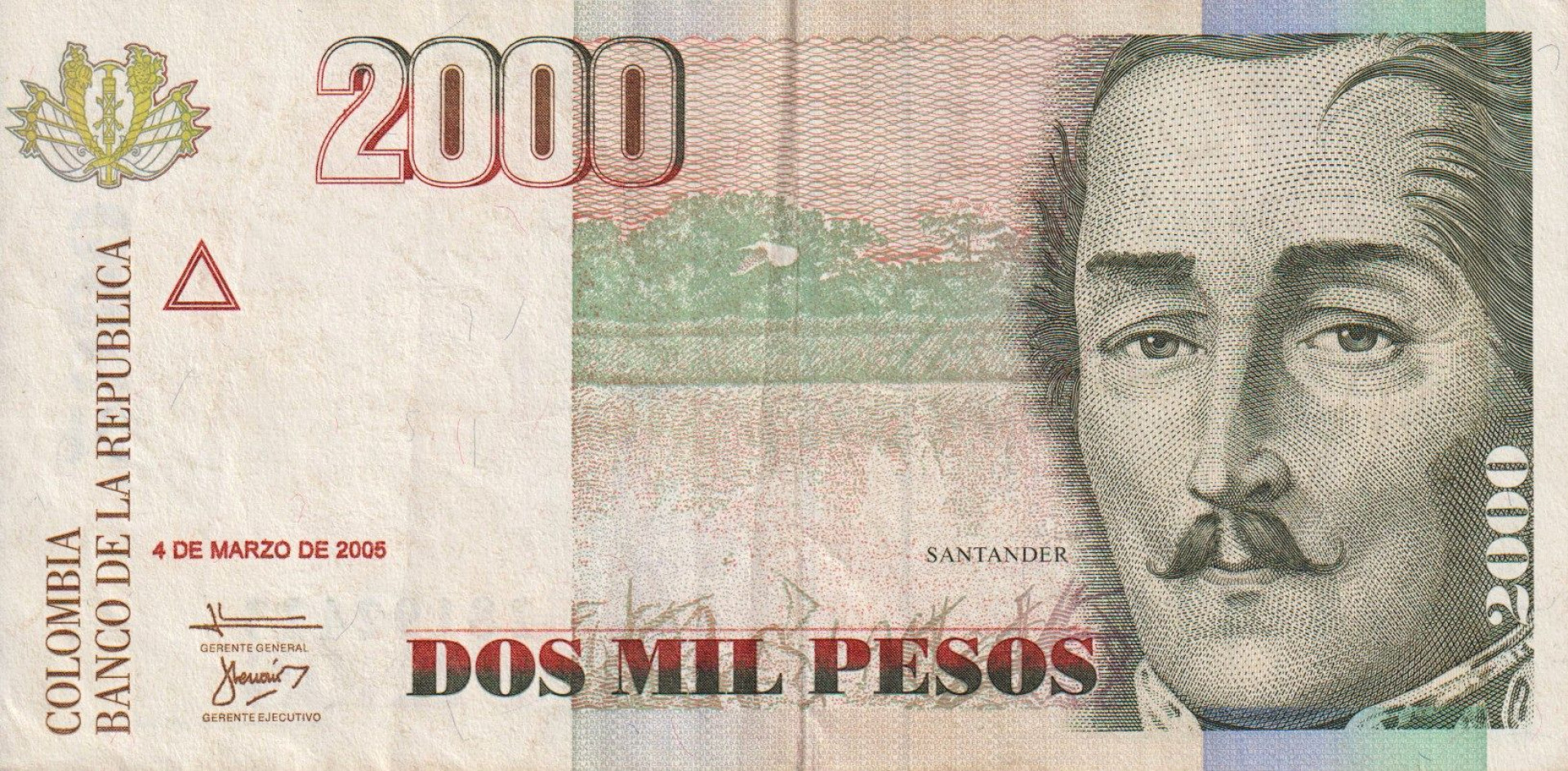 Kolumbia 2000 pesos 2005.  P451j