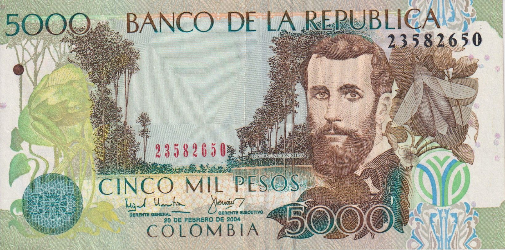 Kolumbia 5000 pesos 2004.  P452e