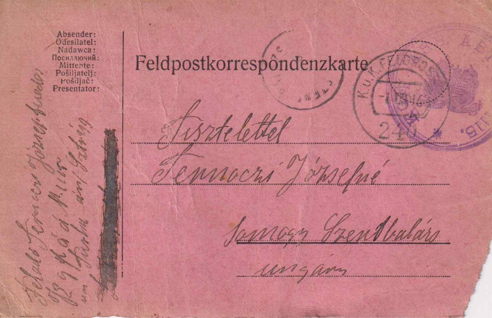 I.Vh.1916. Tábori Postai Levlap. TP. 240