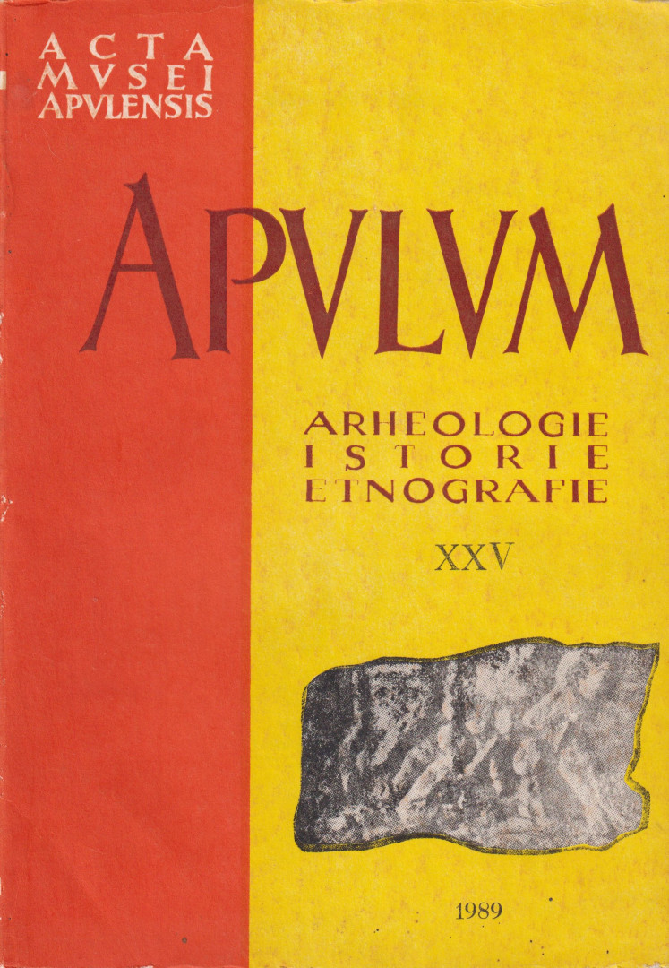 APVLVN Arheologie istorie Etnogtrafie XXV. 1989.