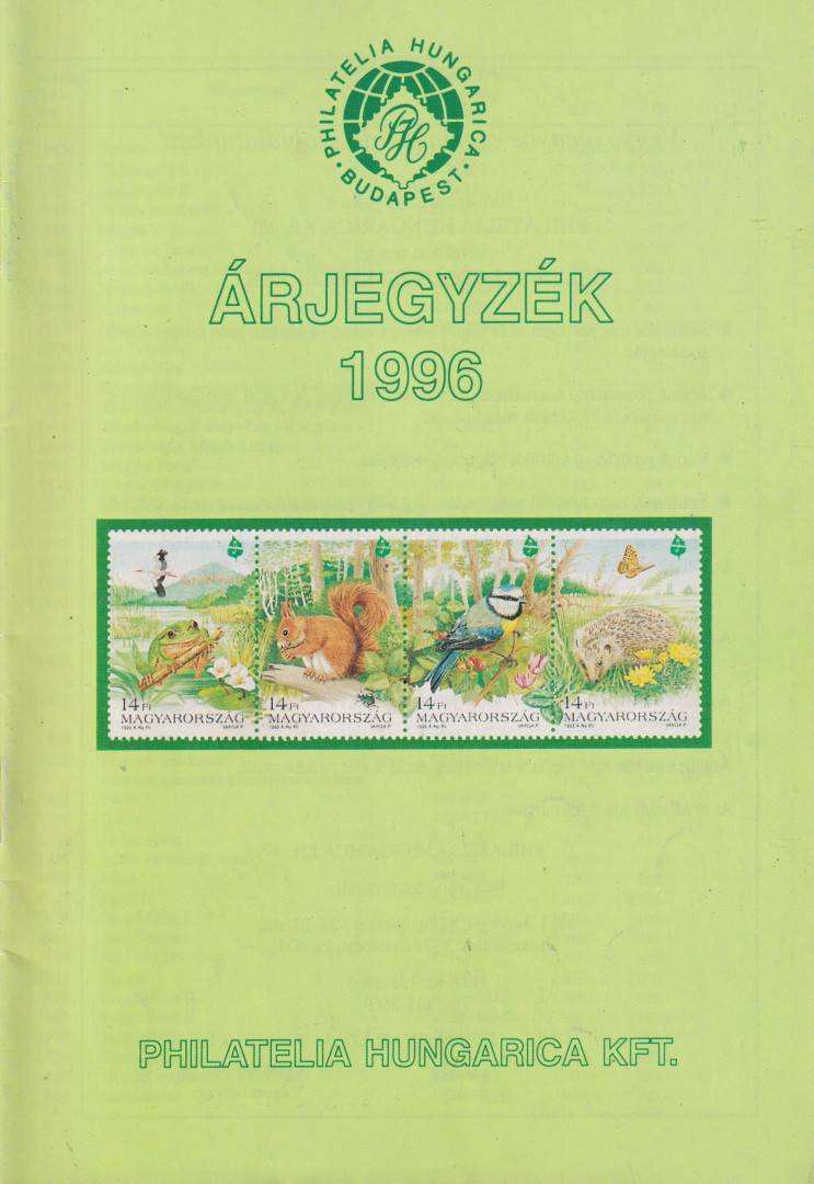 1996. Magyar Bélyegek Árjegyzéke