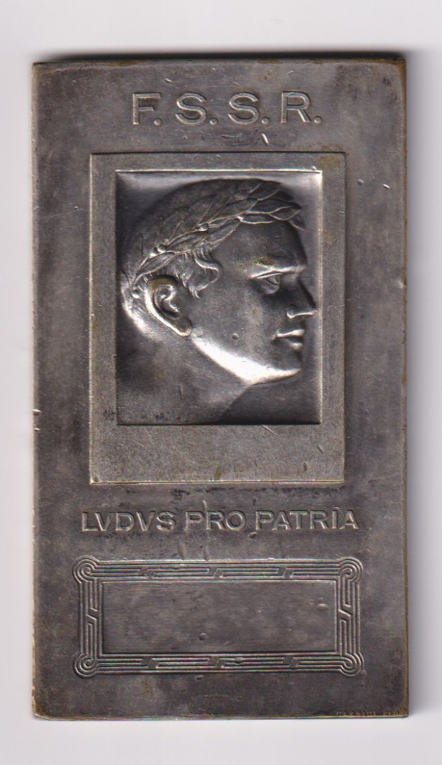 F.S.S.R. LVDVS PRO PATRIA (1920.Játékok a hazáért)  plakett 46x81mm 91,7gr.