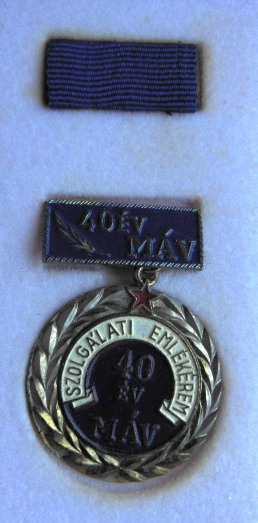 MÁV. Solgálati Emlékérem 40 év után dobozban+szalagsáv