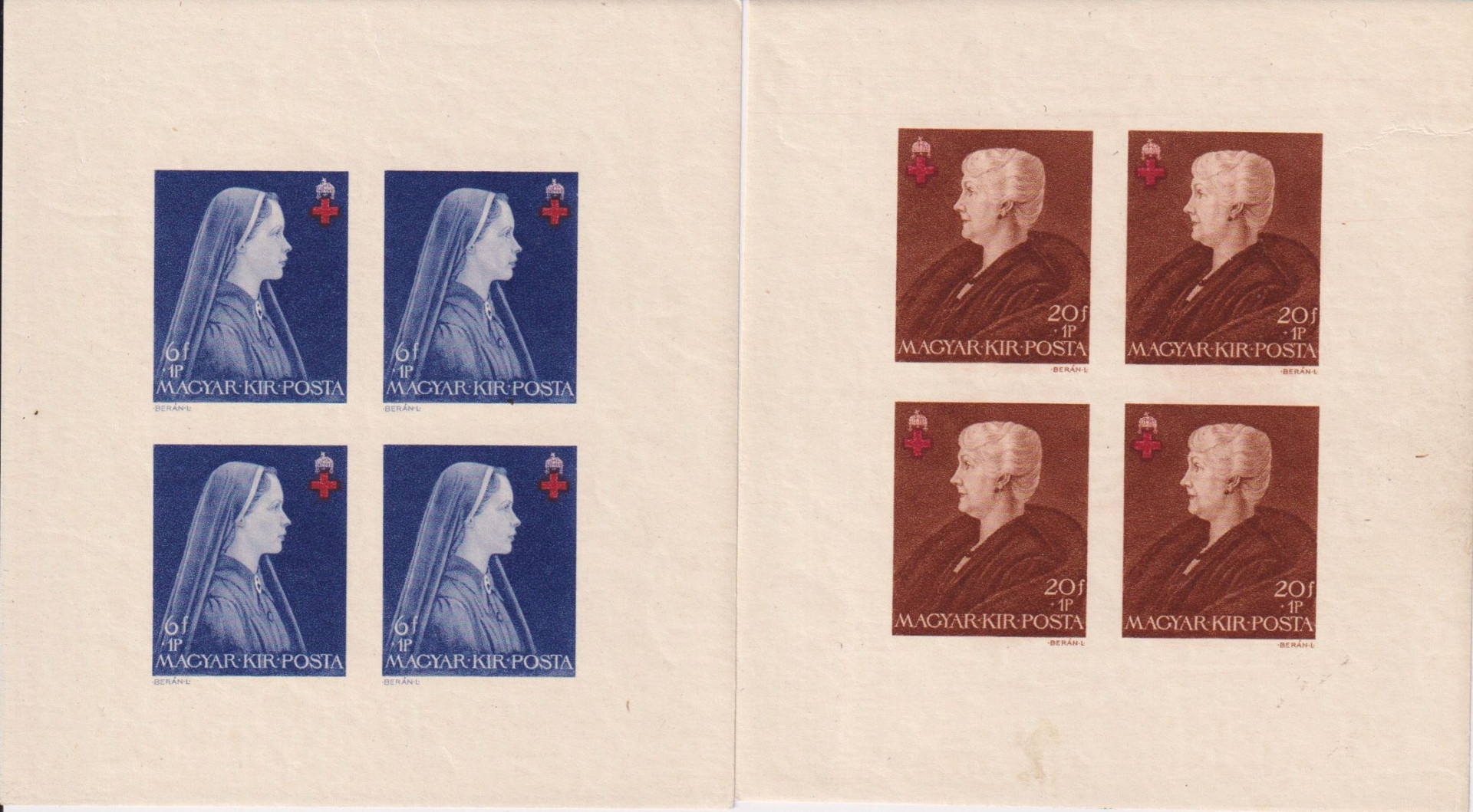 1942. Vöröskereszt II. (729A-731A)** vágott bélyeg kisív