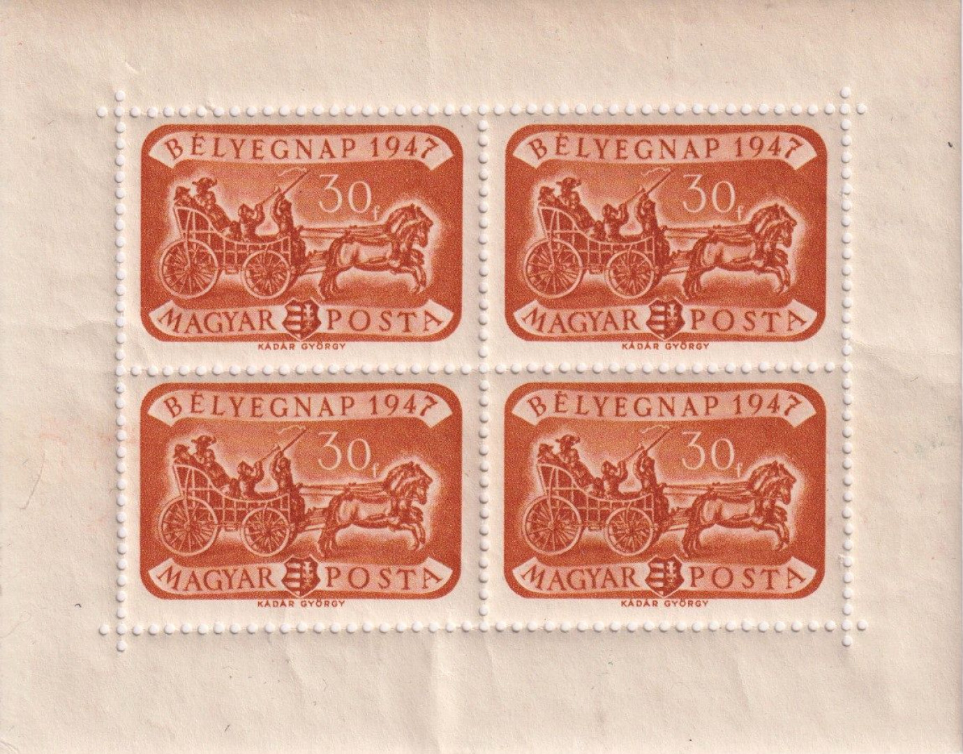 1947. Bélyegnap 20. (1047) baloldalon kis ragasztónyom