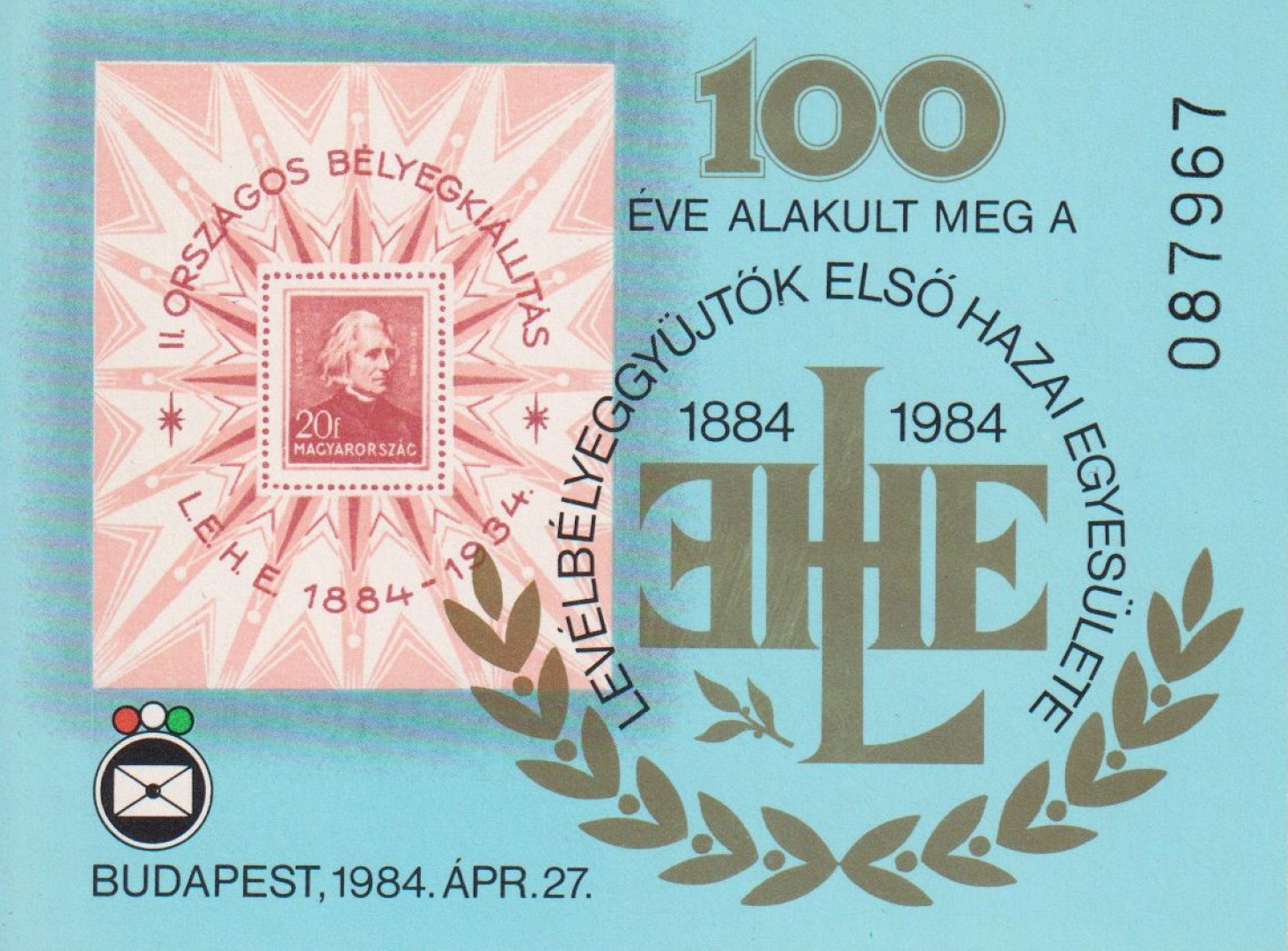 1984. 100 éve alakult meg a levélbélyeggyűjtök első hazai egy.**