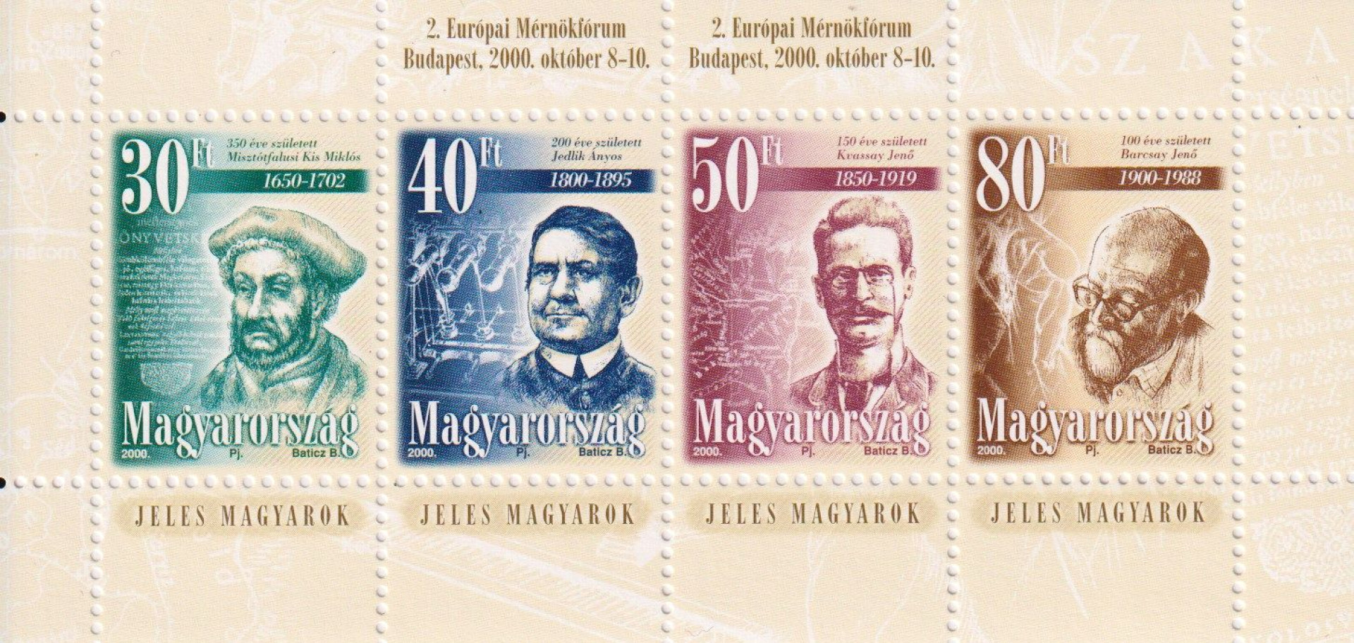 2000. Jeles Magyarok I.-Blokk (4525a-d)**