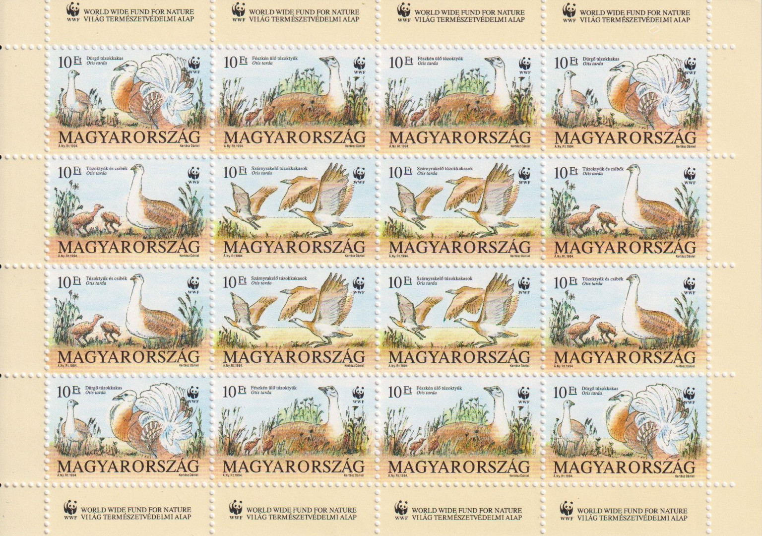 1994. Veszélyeztetett Állatok (4235-4238)** kisív