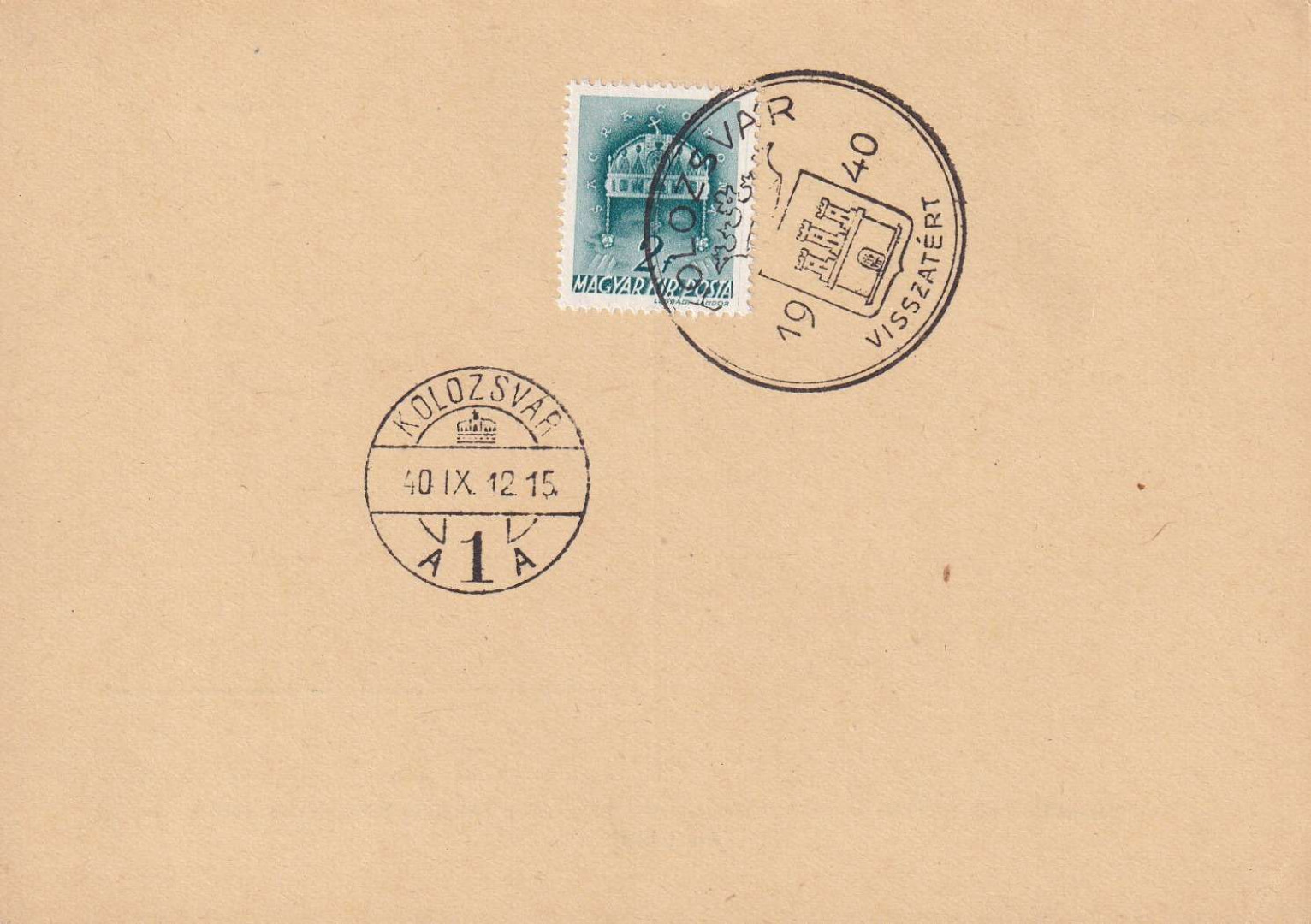 1940. KOLOZSVÁR Visszatért levelezőlap
