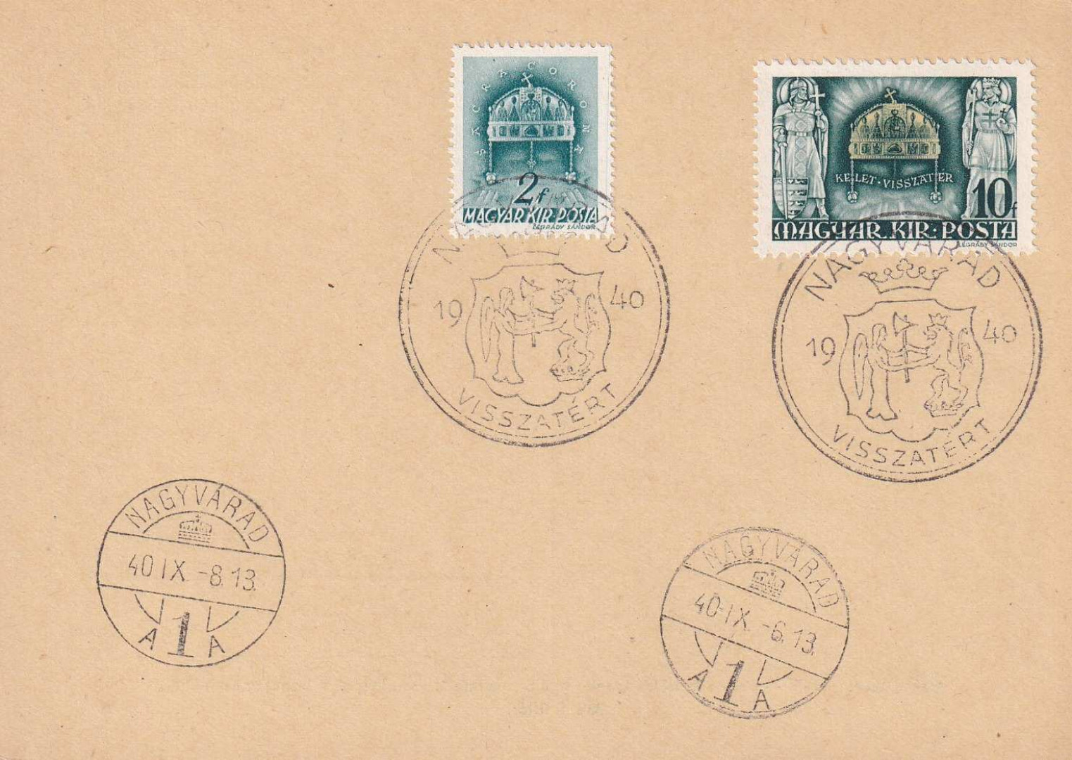 1940. NAGYVÁRAD Visszatért levelezőlap