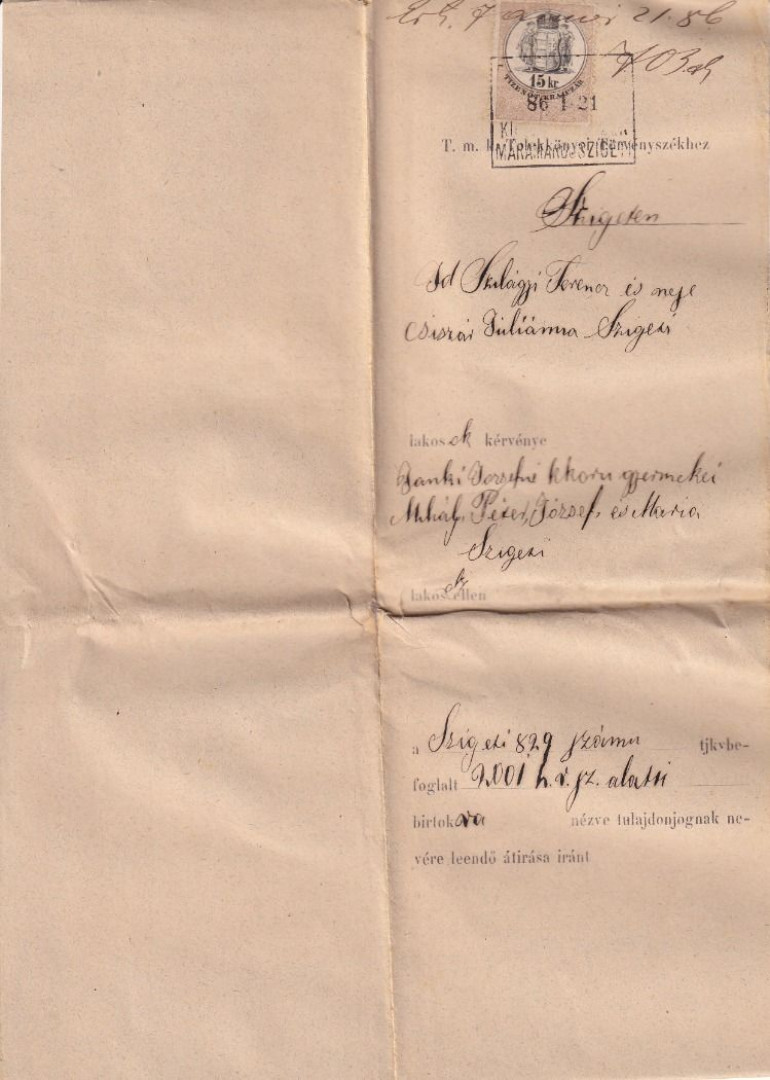 1885.Telekkönyvi végzés, fizetés meghagyás