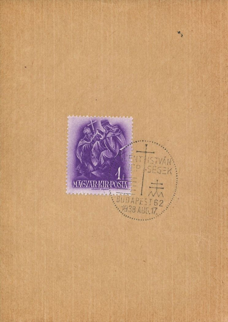 1938. Szent István ünnepségek bélyegzés lapon