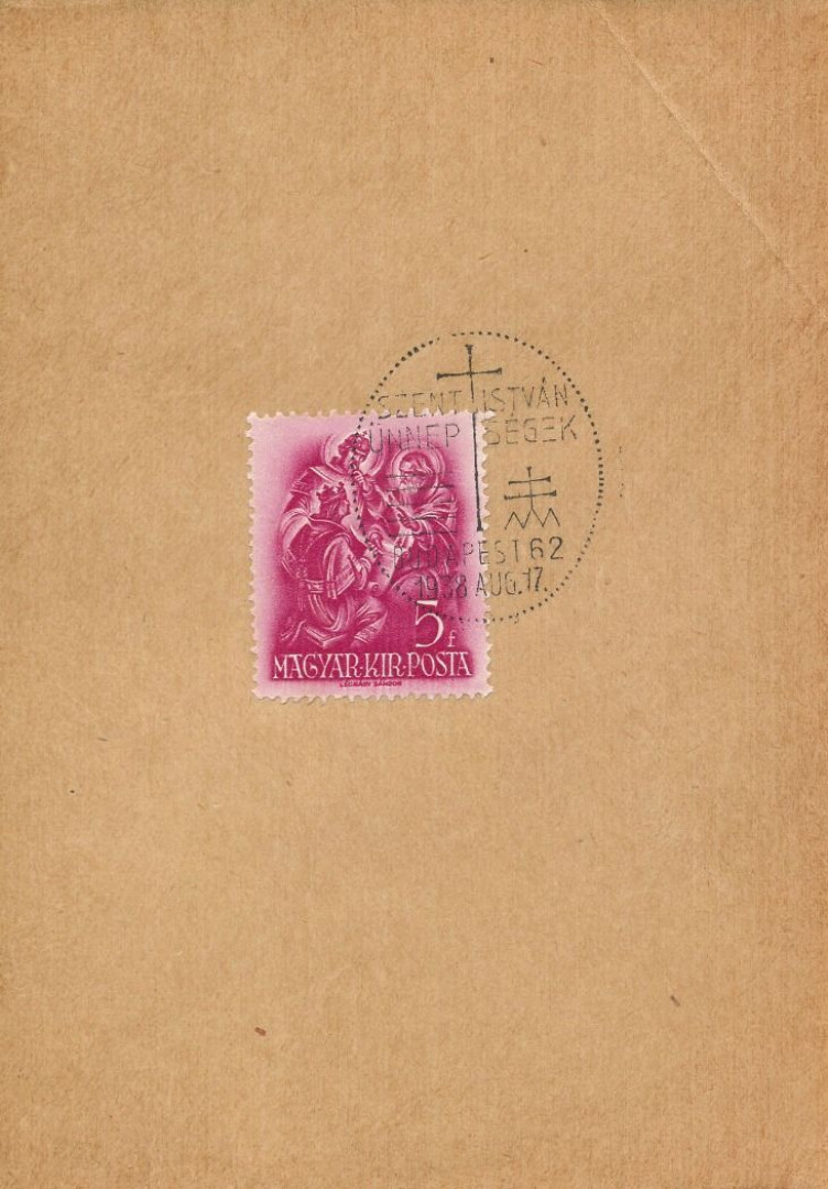 1938. Szent István ünnepségek bélyegzés lapon