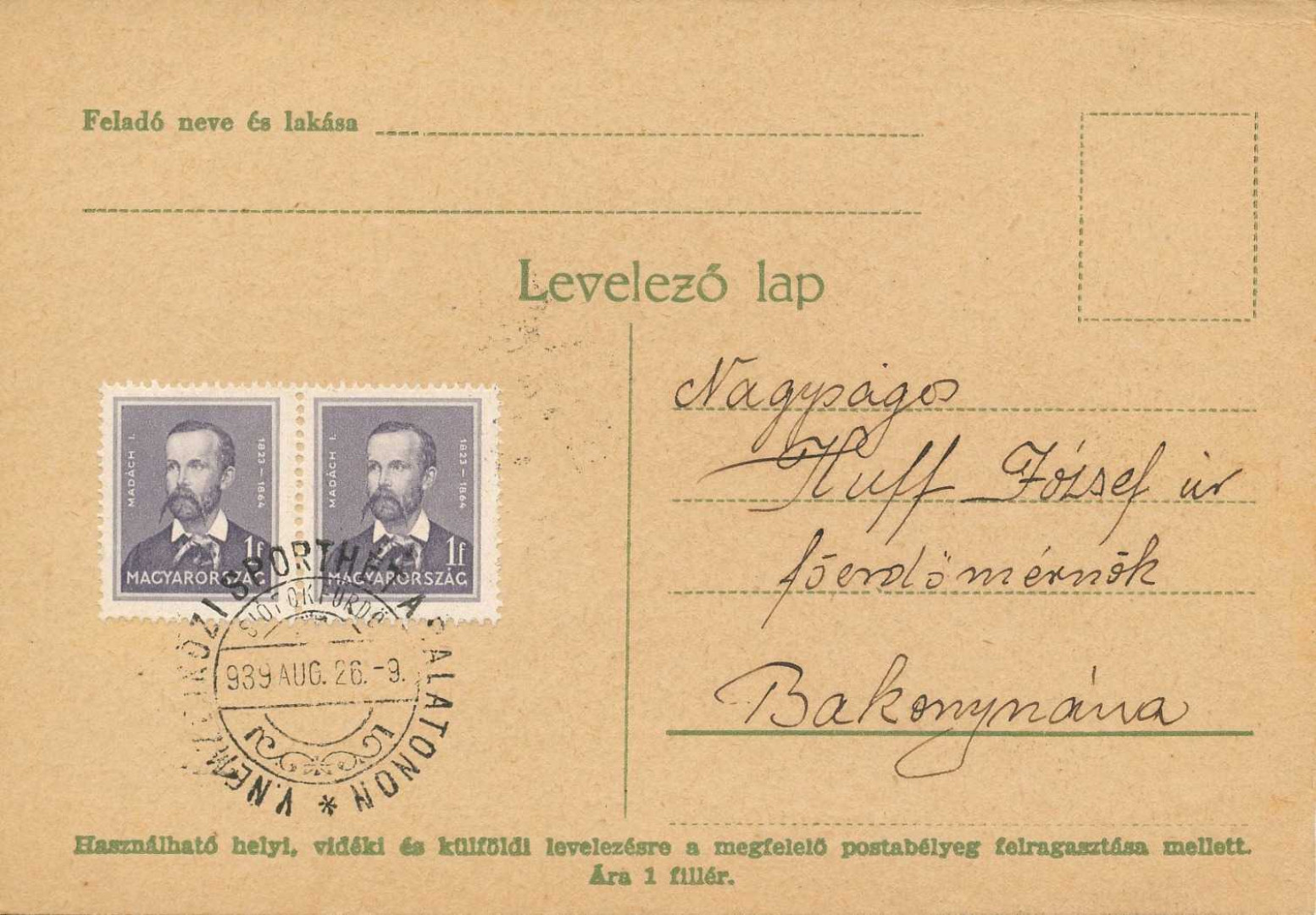 1939. V.Nemzetközi Sporthét a Balatonon levelezőlap
