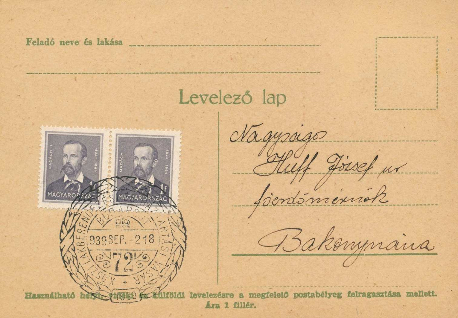 1939. V. Országos Lakberendező vásár levelezőlap