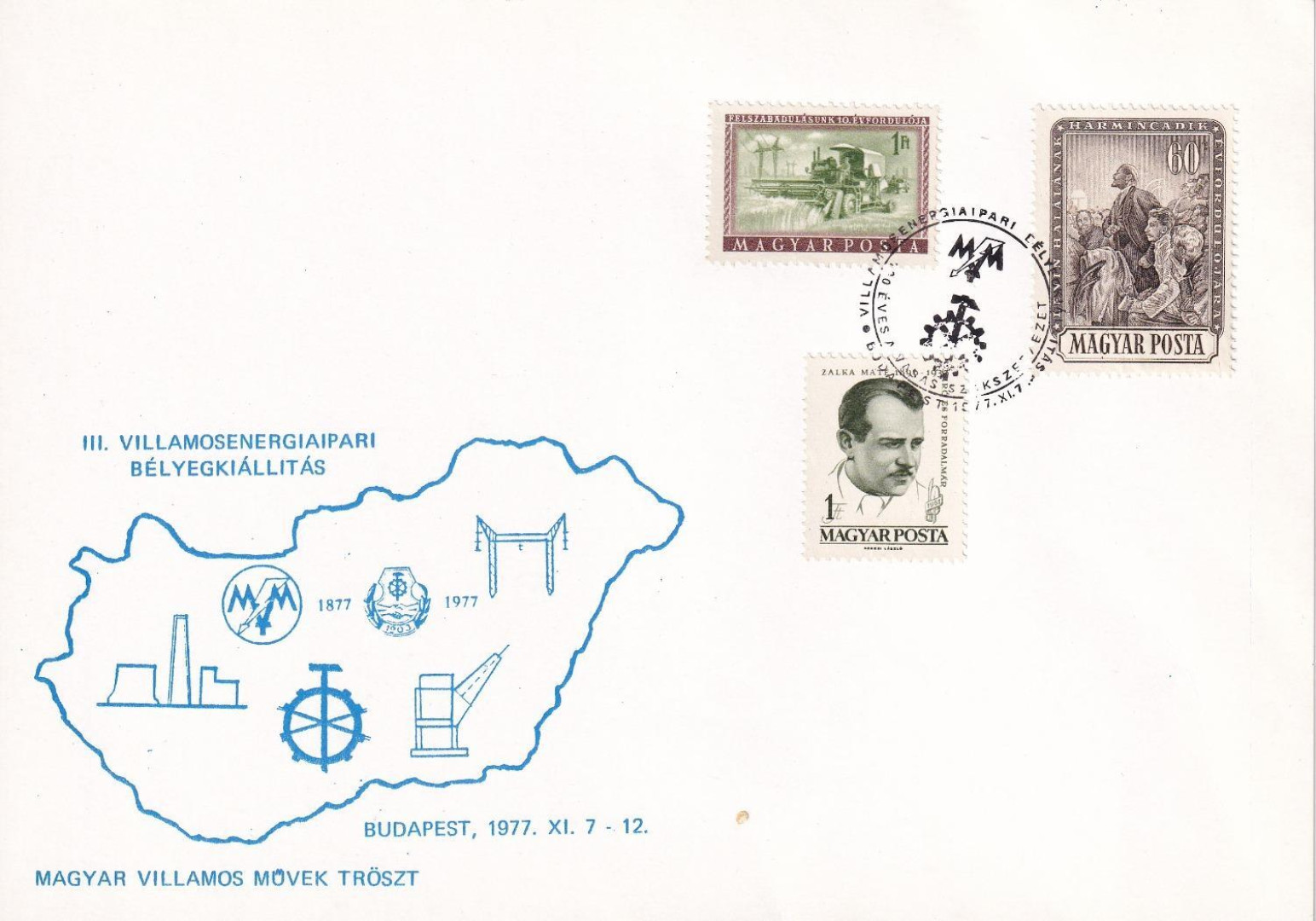 1977. Emléklap III.Villamosenergiaipari bélyeg kiállítás