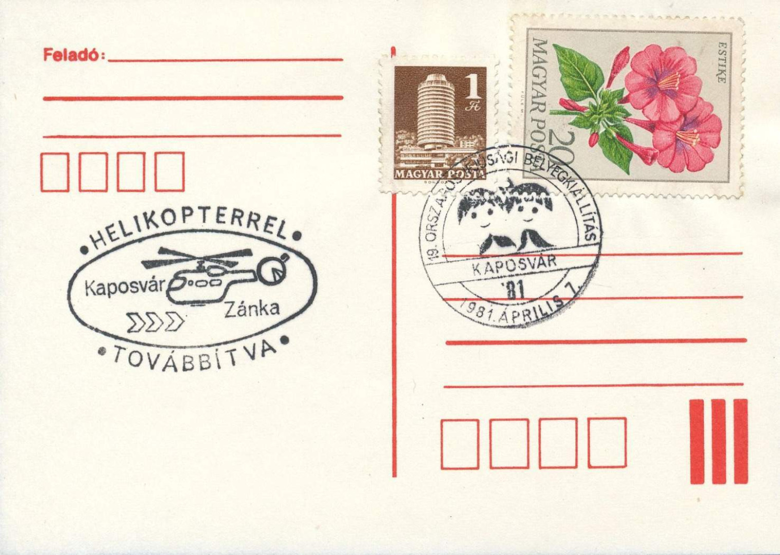 1981. Orsz. Ifjusági bélyegkiállítás Kaposvár lapon