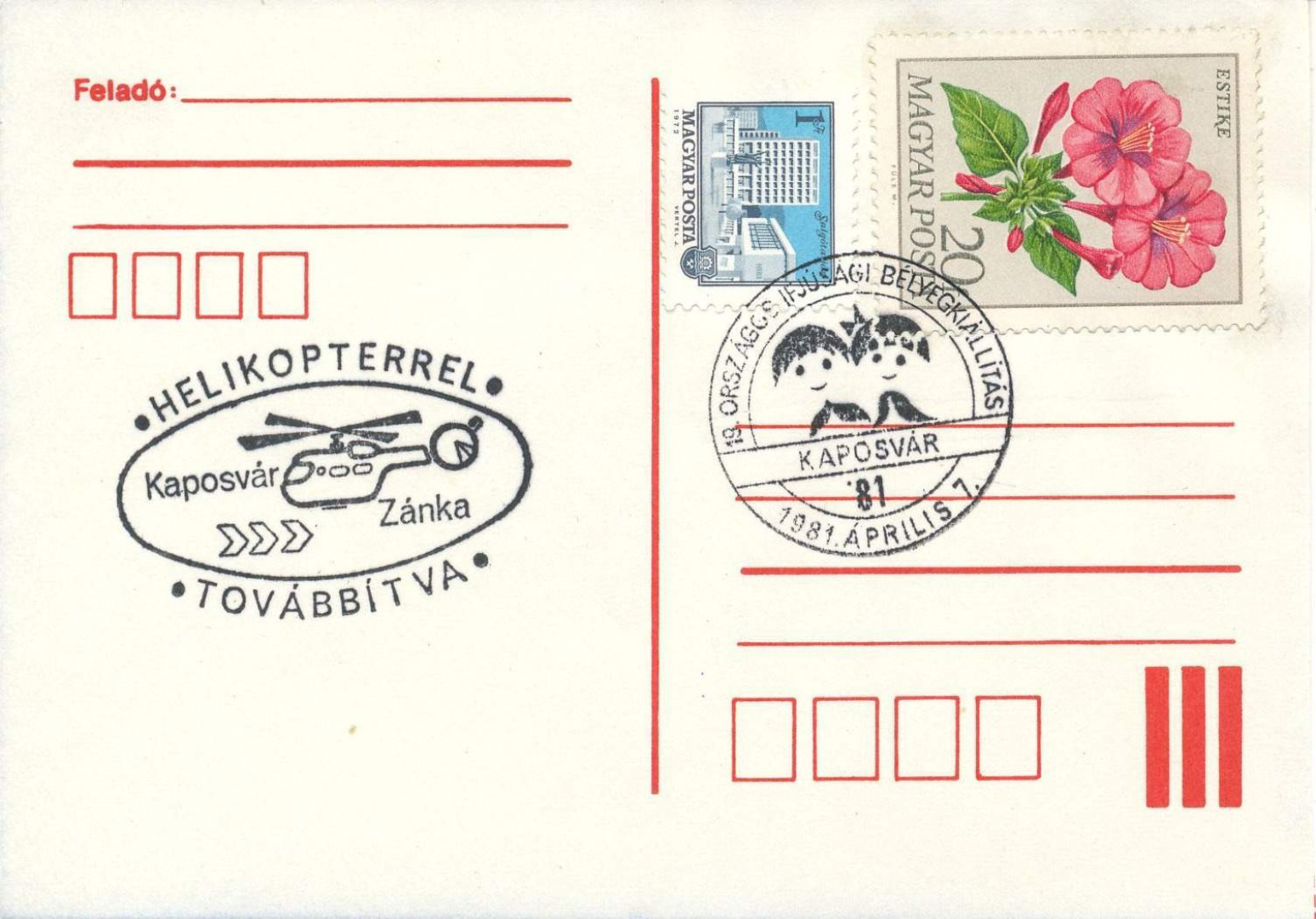1981. Orsz. Ifjusági bélyegkiállítás Kaposvár lapon
