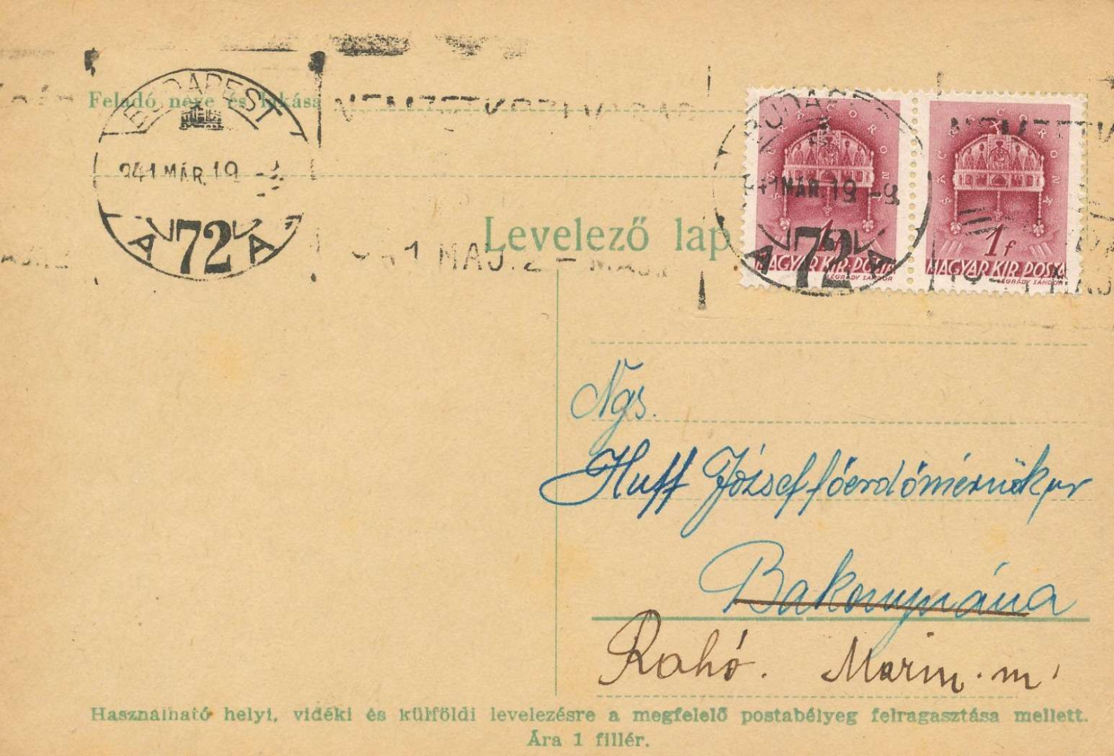 1941. Levelezőlap