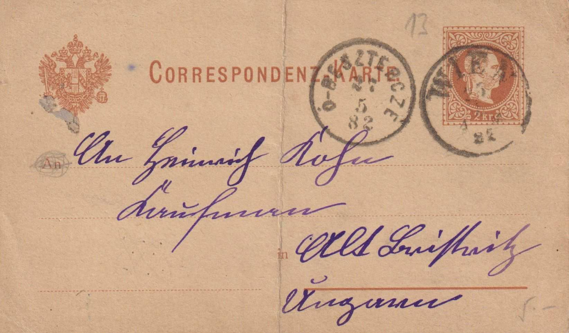1882. Levelezőlap Ó-Beszterce