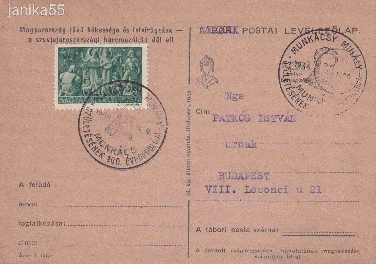 1944. Munkácsy Mihály születésének 100. évford.