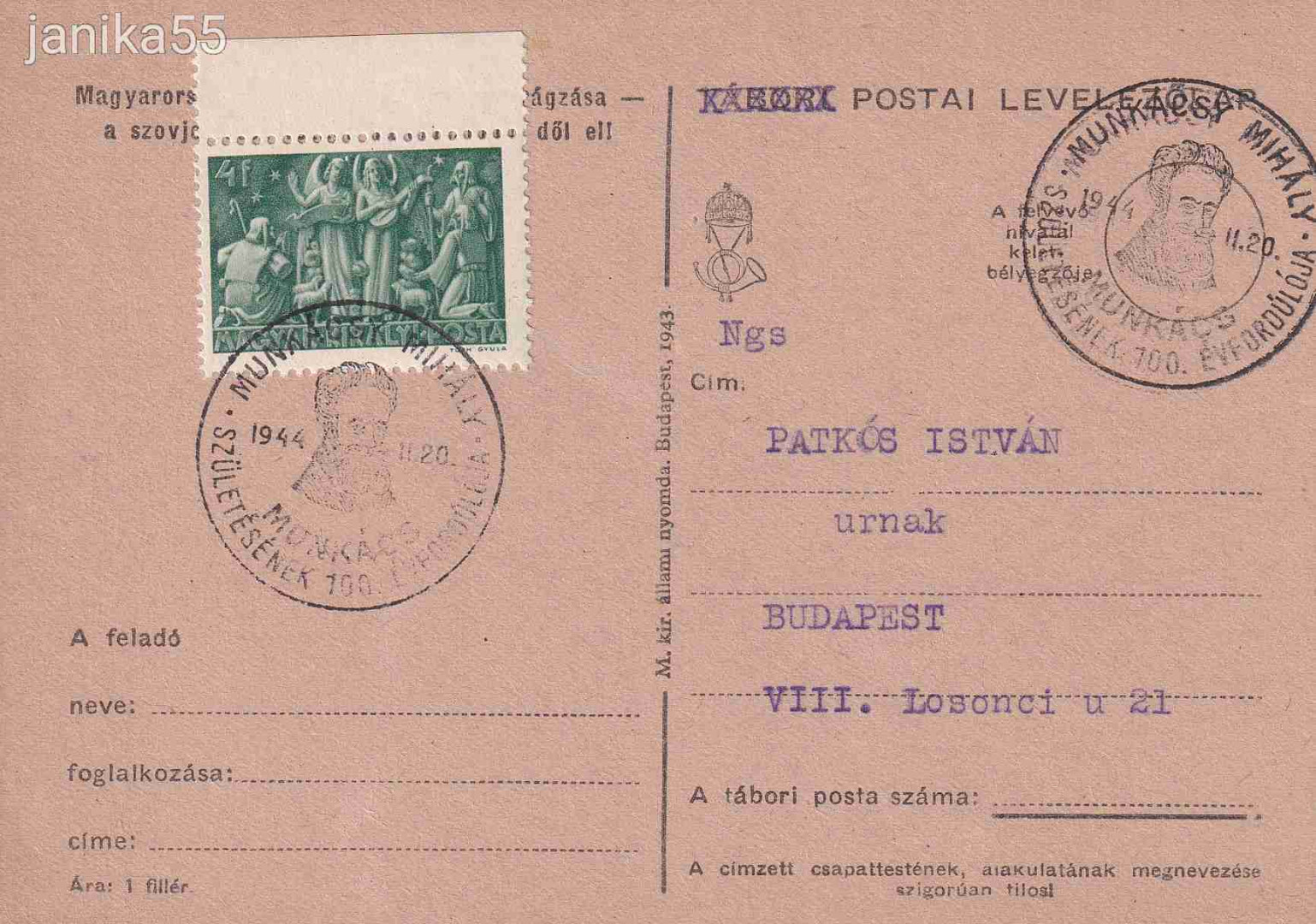 1944. Munkácsy Mihály születésének 100. évford.