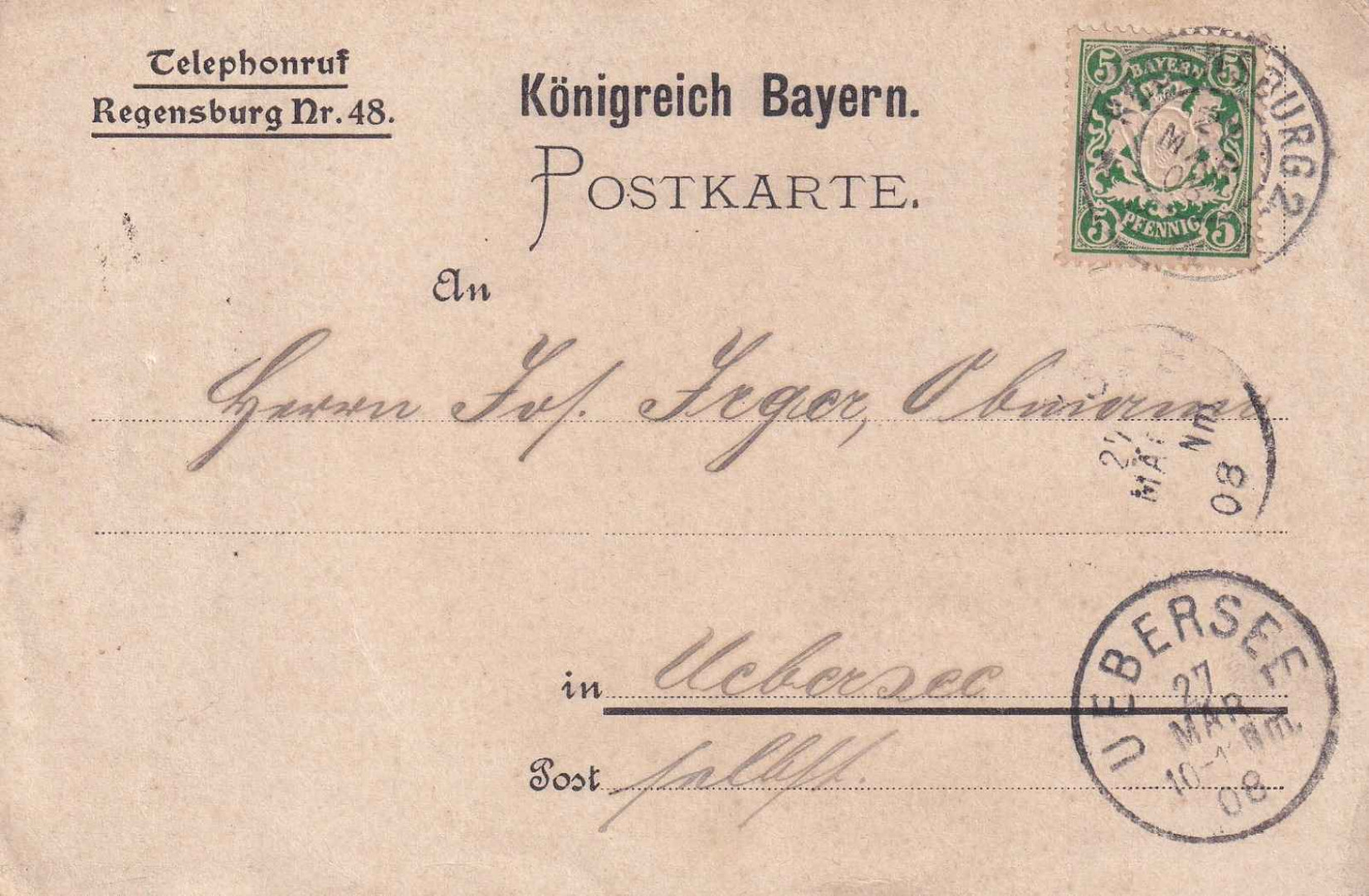 1908. Német levelezőlap