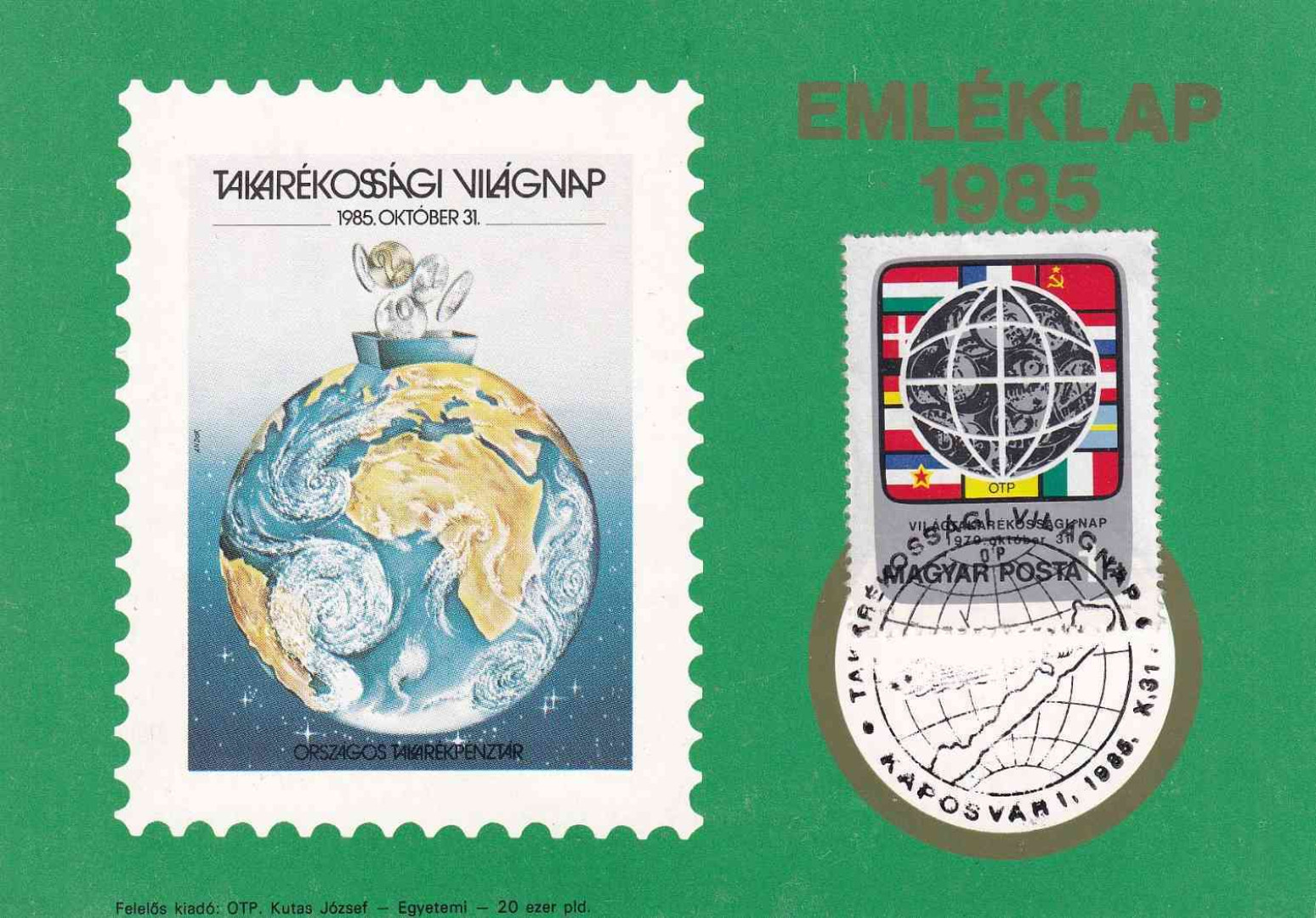 1985. Emléklap Takarékossági Világnap