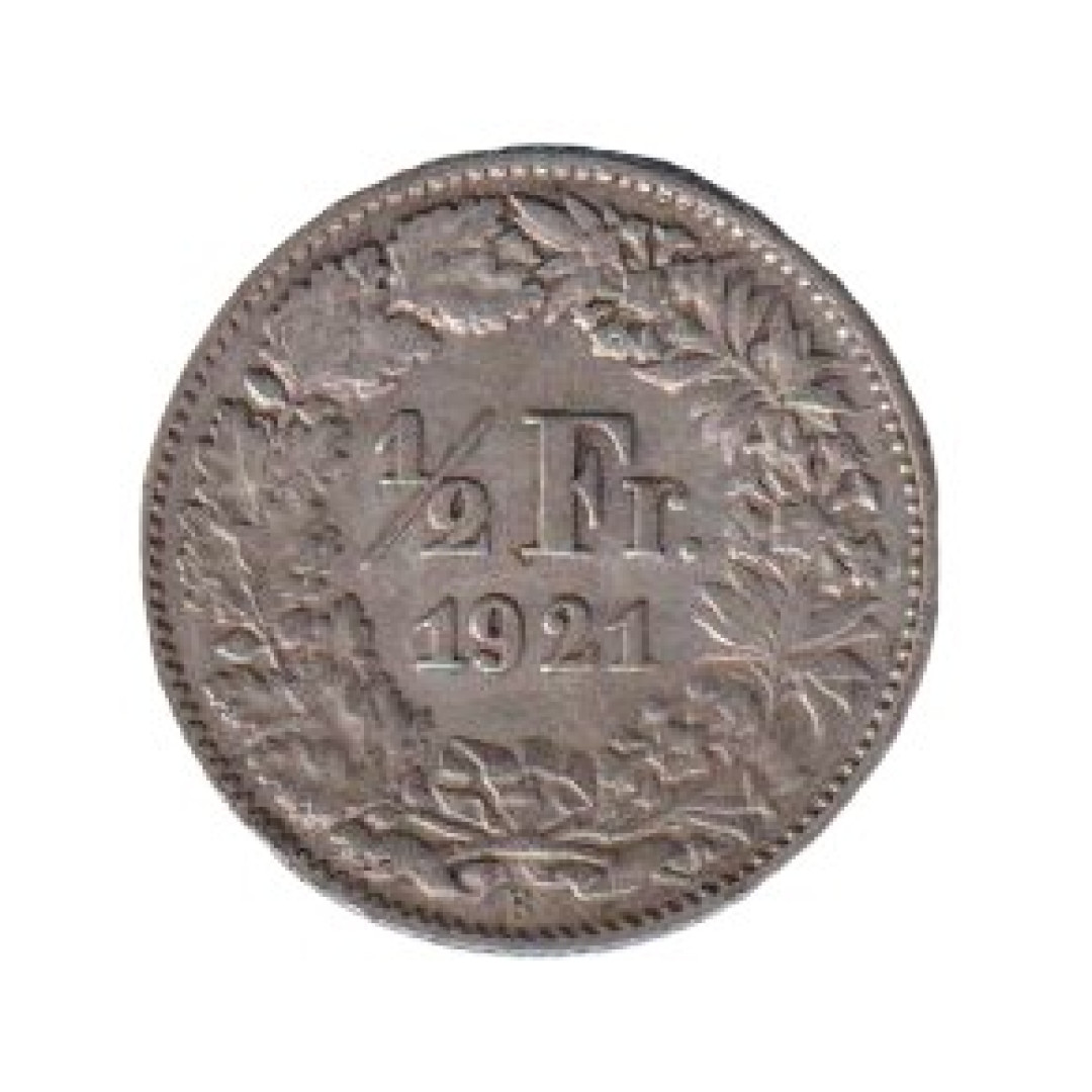 Svájc 1/2 franc  1921. Ezüst 2,5gr/835