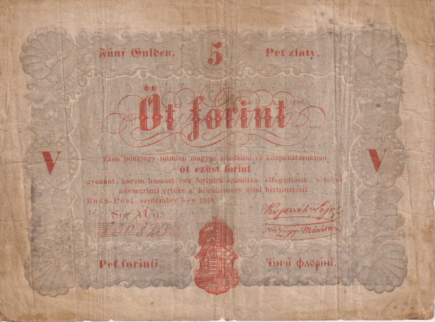 Szabadságharc 5 Forint 1848.