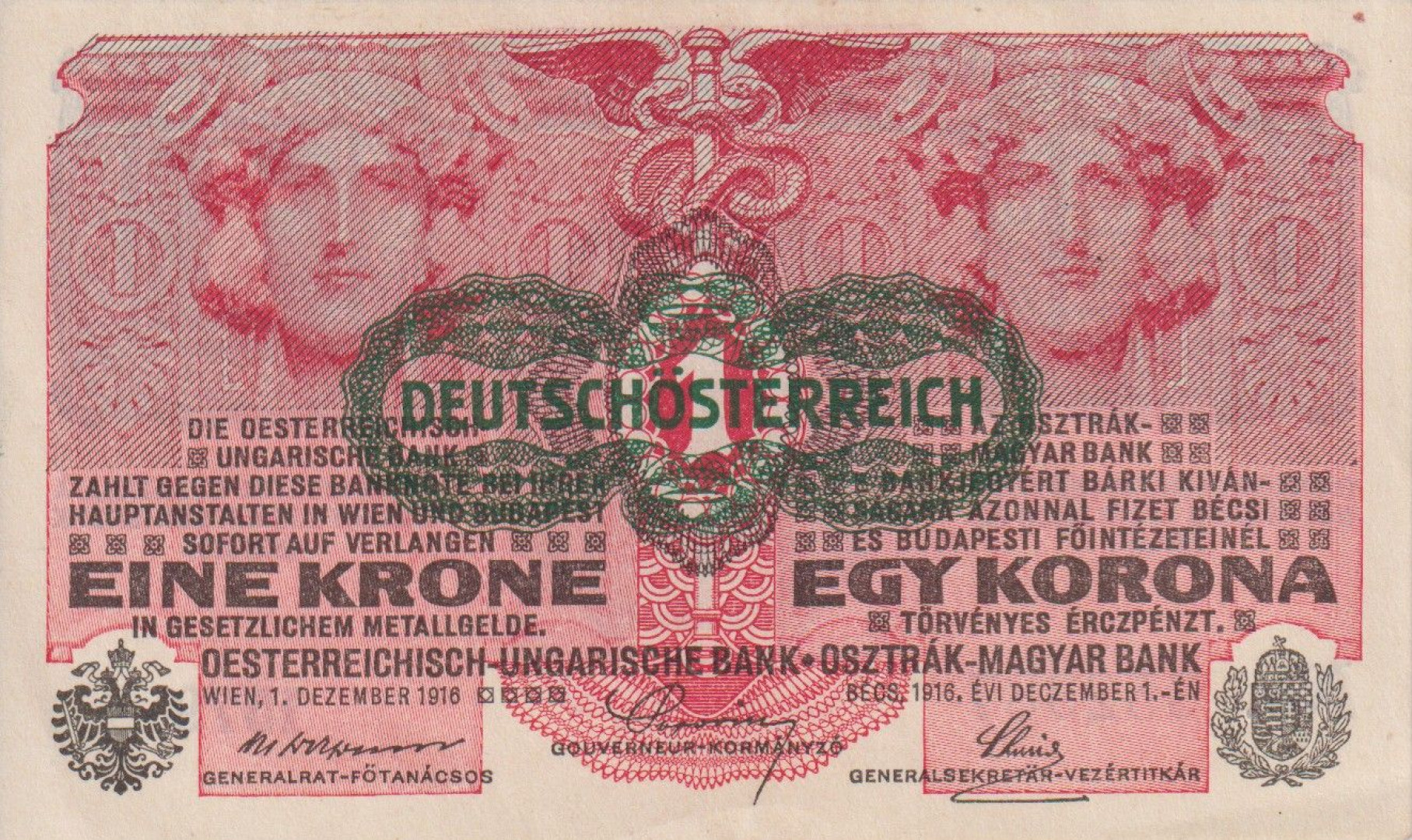 1 Korona 1916. Osztrák felülbélyegzéssel (1579)