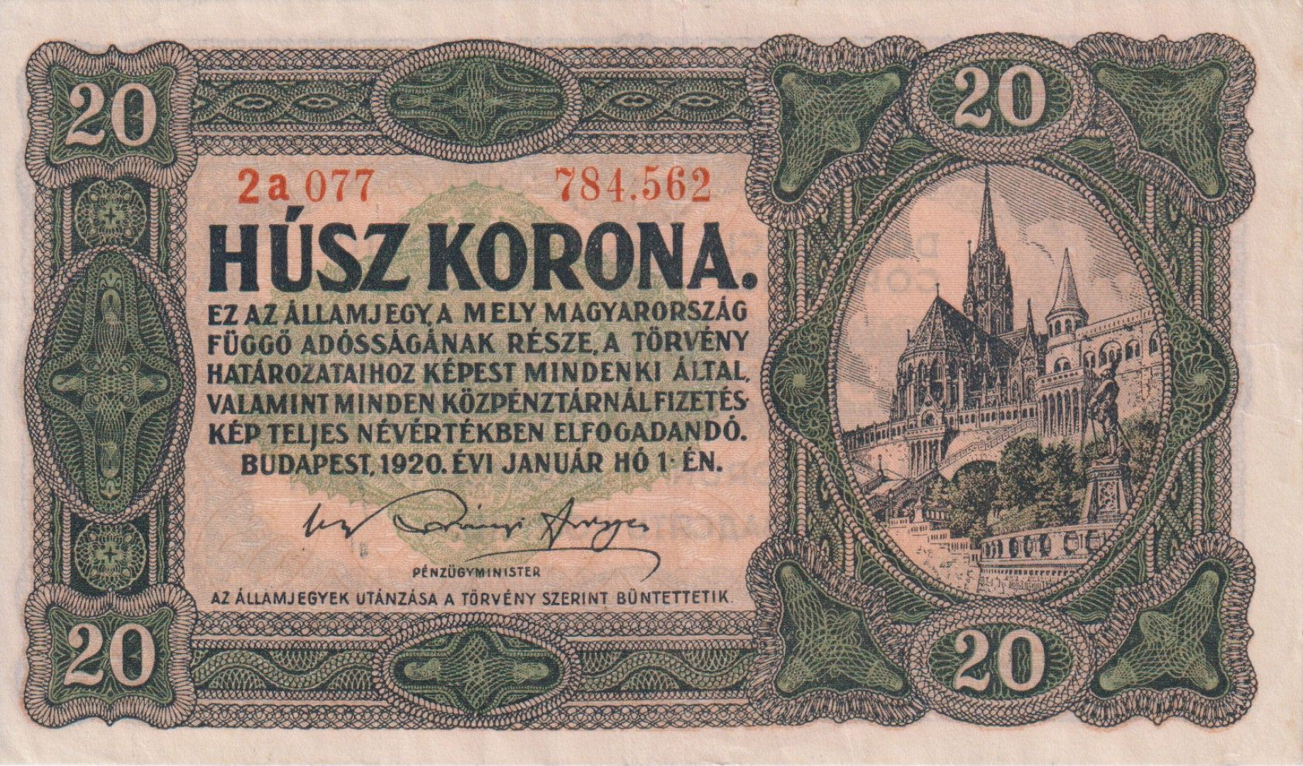 20 Korona 1920. (2a 077) pont a sorszám között