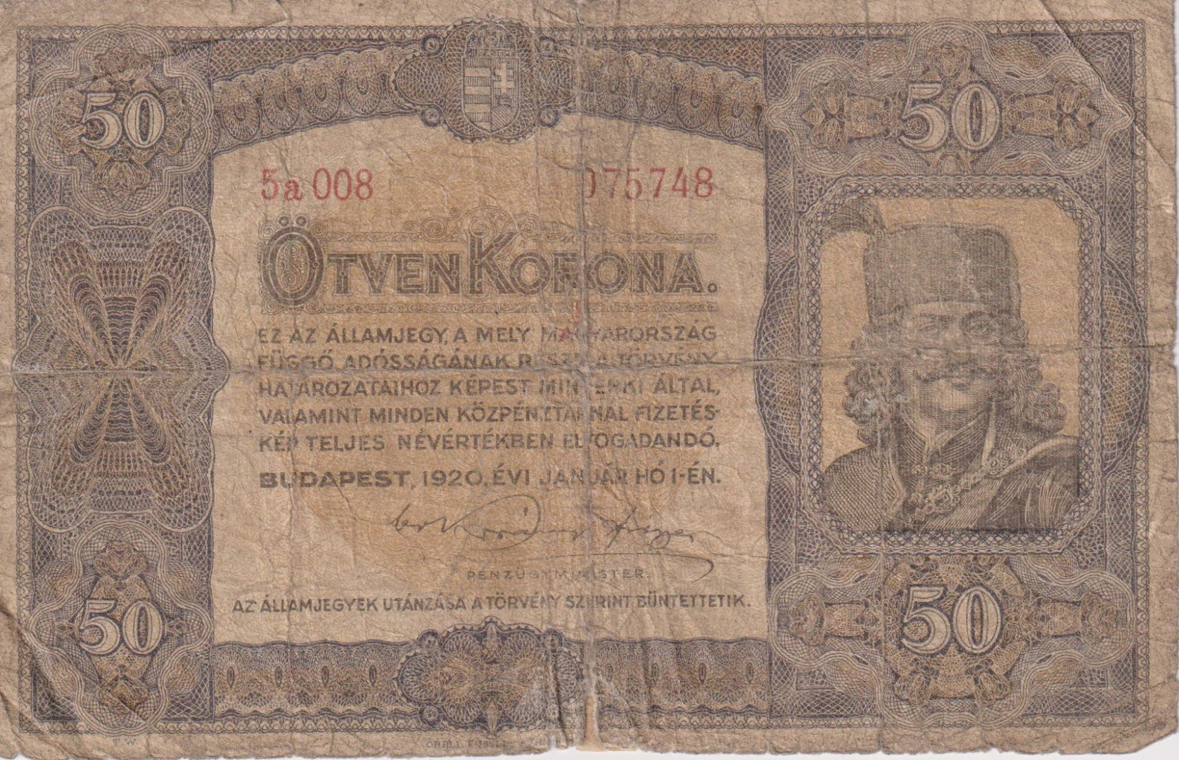 50 Korona 1920. ( 5a 008 )