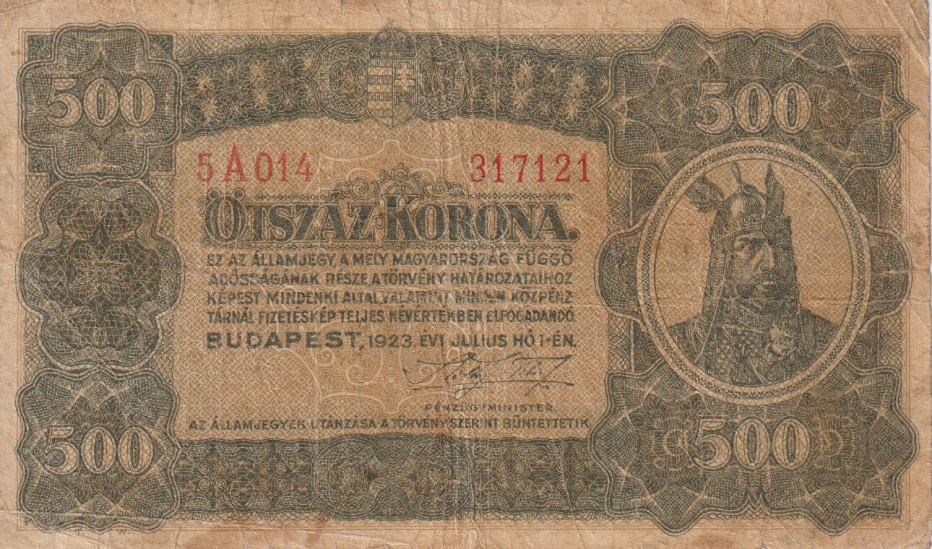 500 Korona 1923. ( 5A 014 )