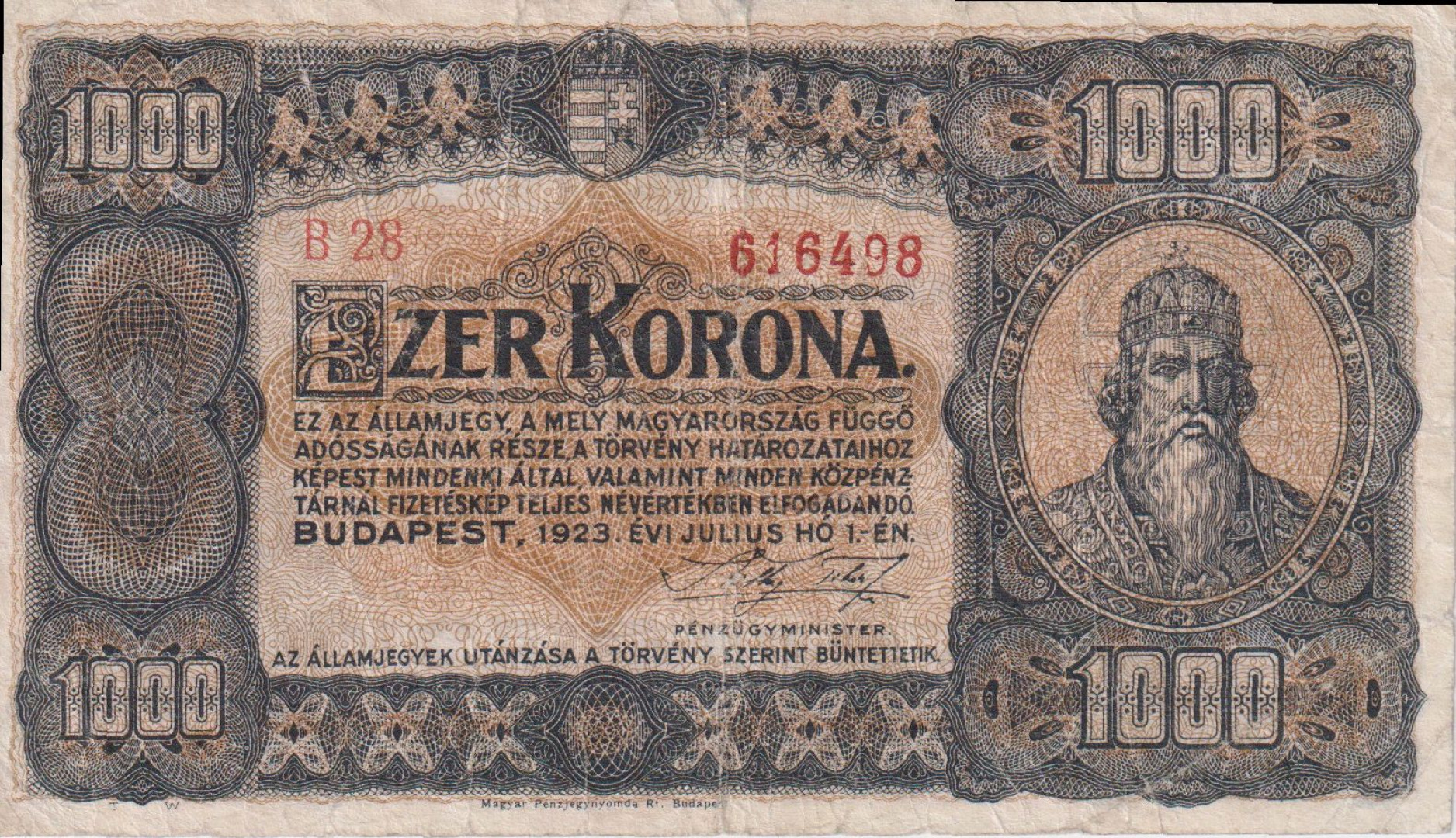 1000 Korona 1923. ( B 28 )