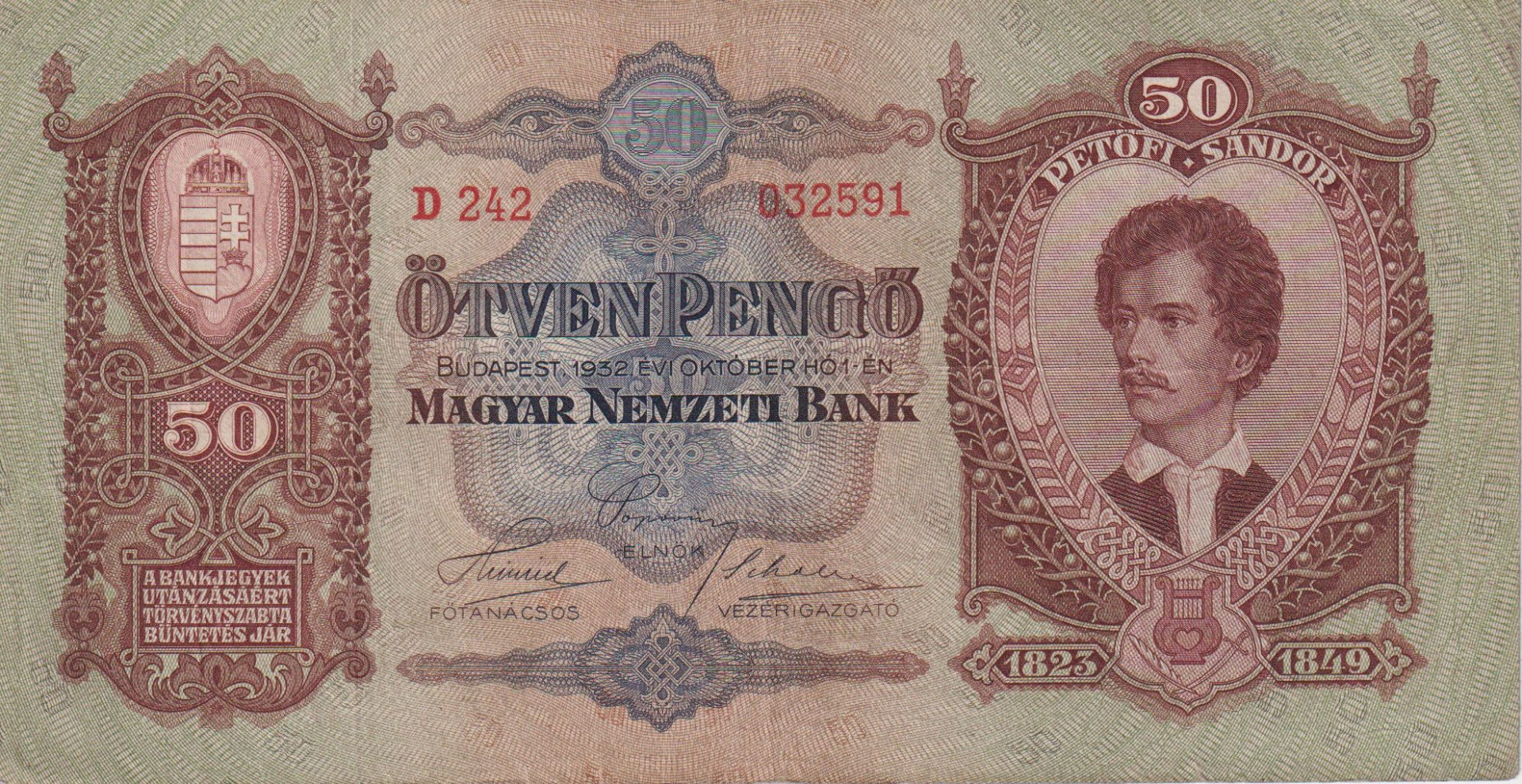 50 Pengő 1932. ( D 242 )
