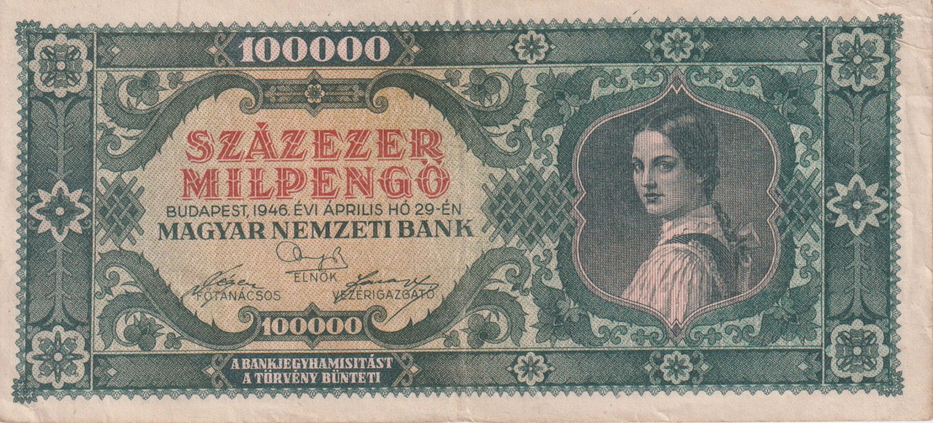 Százezer Milpengő 1946. ( B 047 )