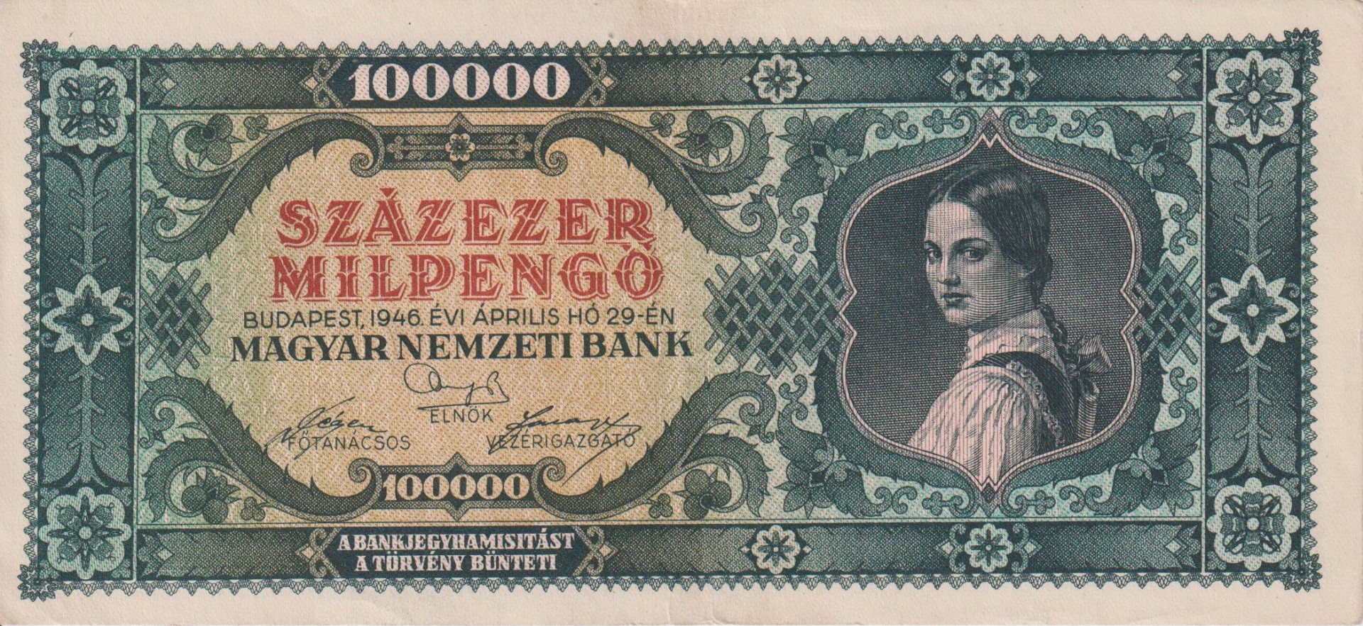 Százezer Milpengő 1946. ( B 072 )