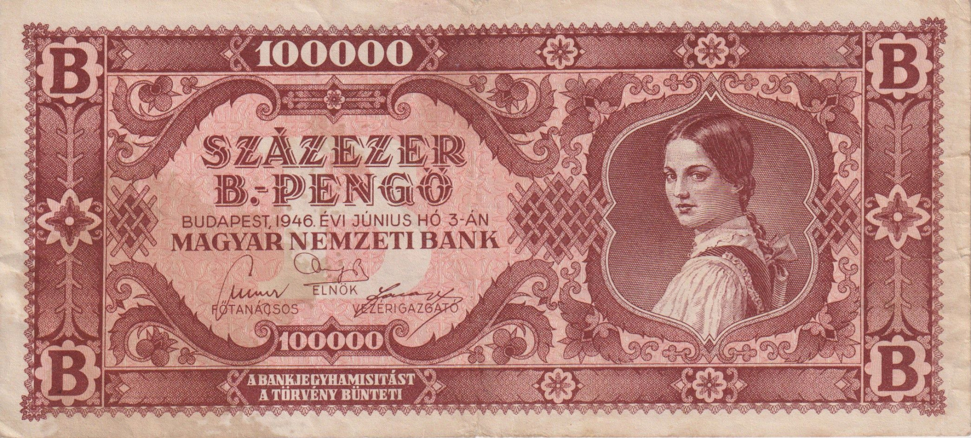 100.000 B.-Pengő  1946.
