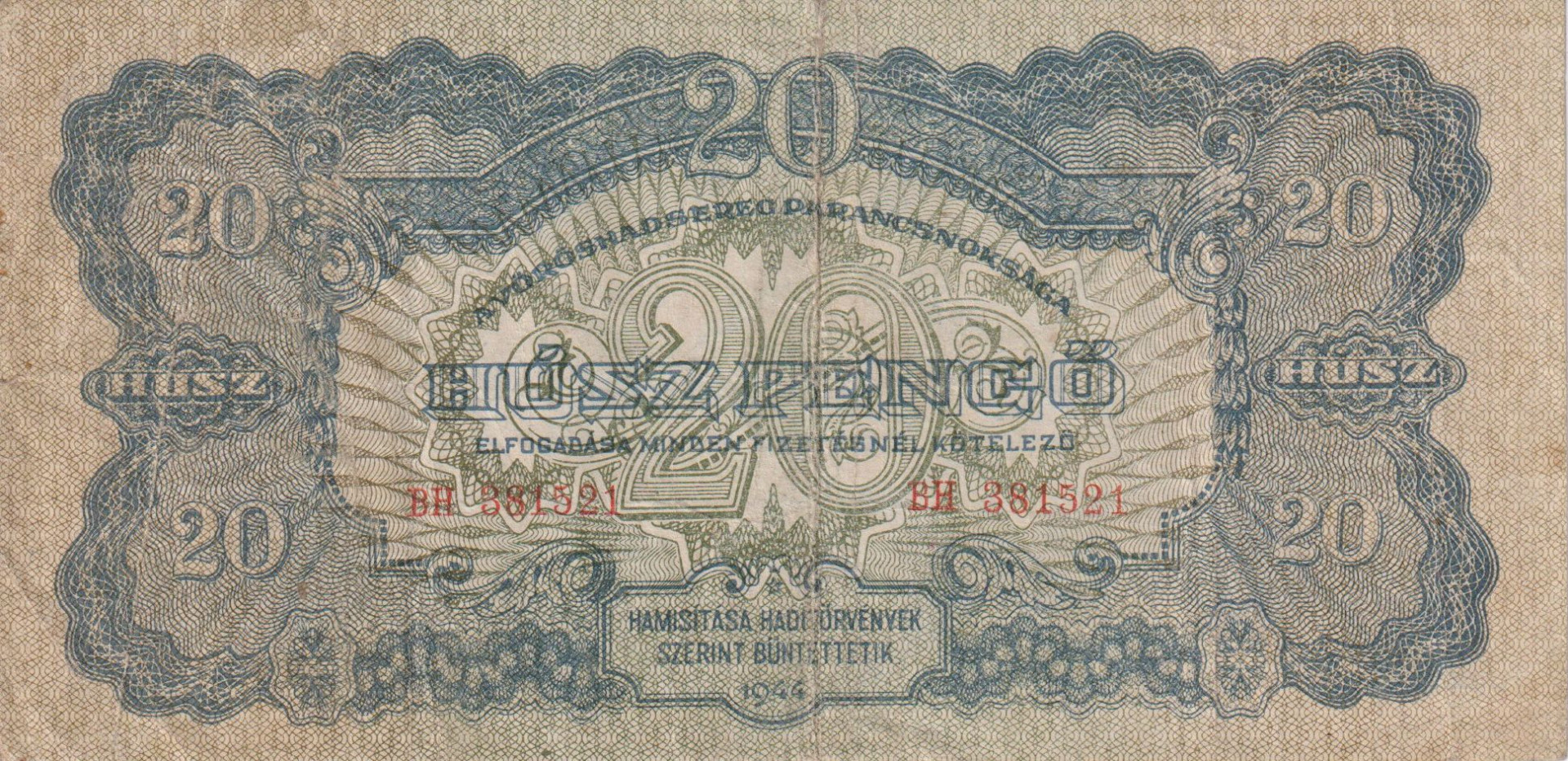 1944. 20 Pengő Vöröshadsereg Pk. ( BH )