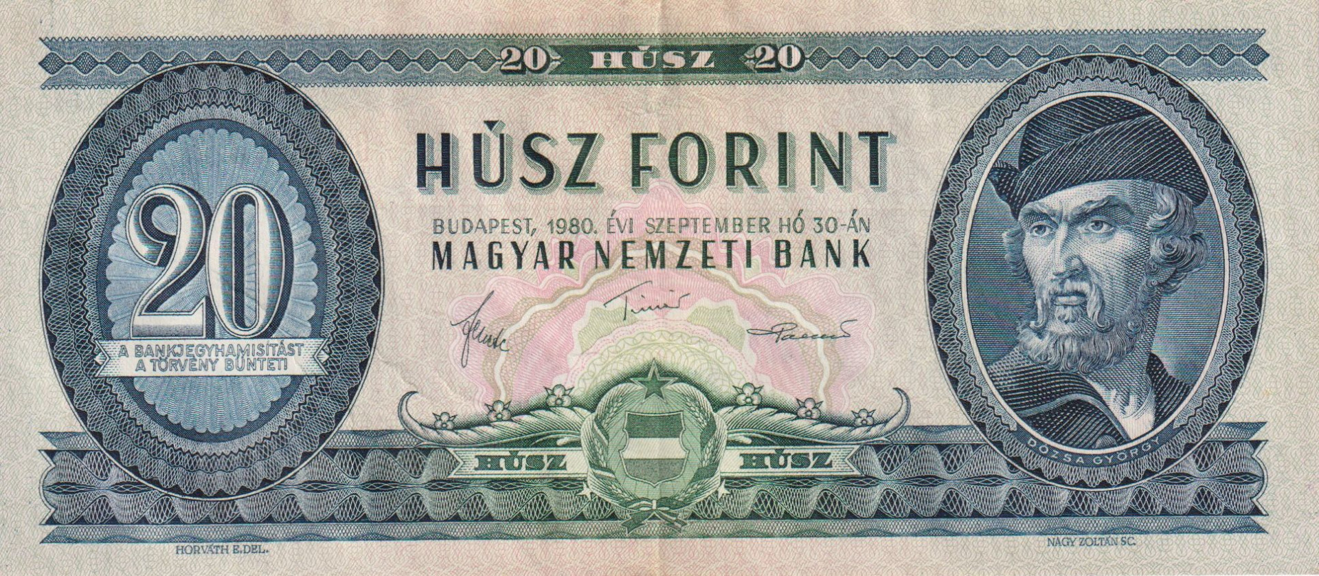 20 Forint 1980. ( C 384 ) alacsony sorszám 000513.